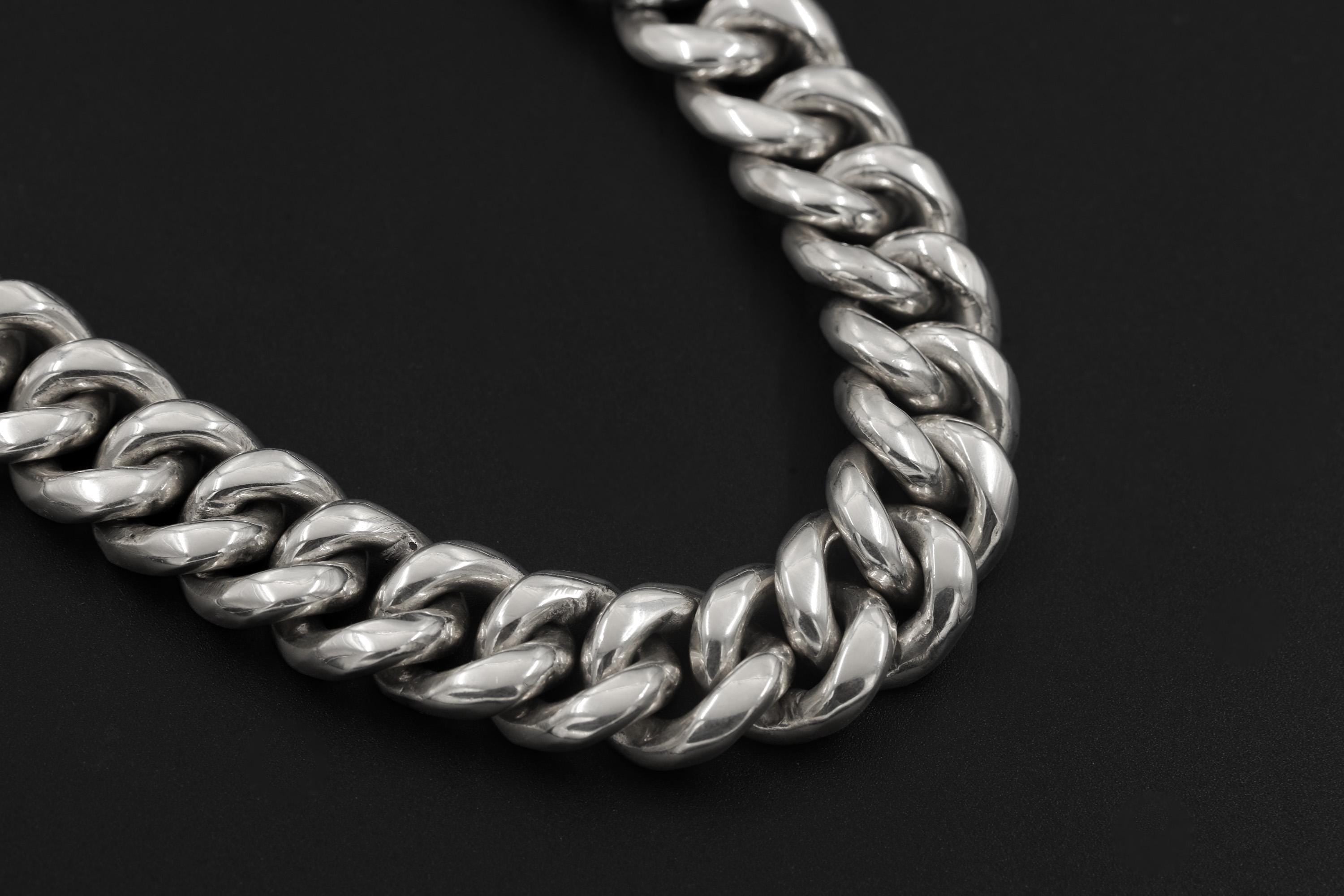 Cuban Link Sterling Silver Necklace 925, Solid Silver, Handmade Unisex Jewelry Gift, 50cm Length, Minimalist Design, High Shine Polish