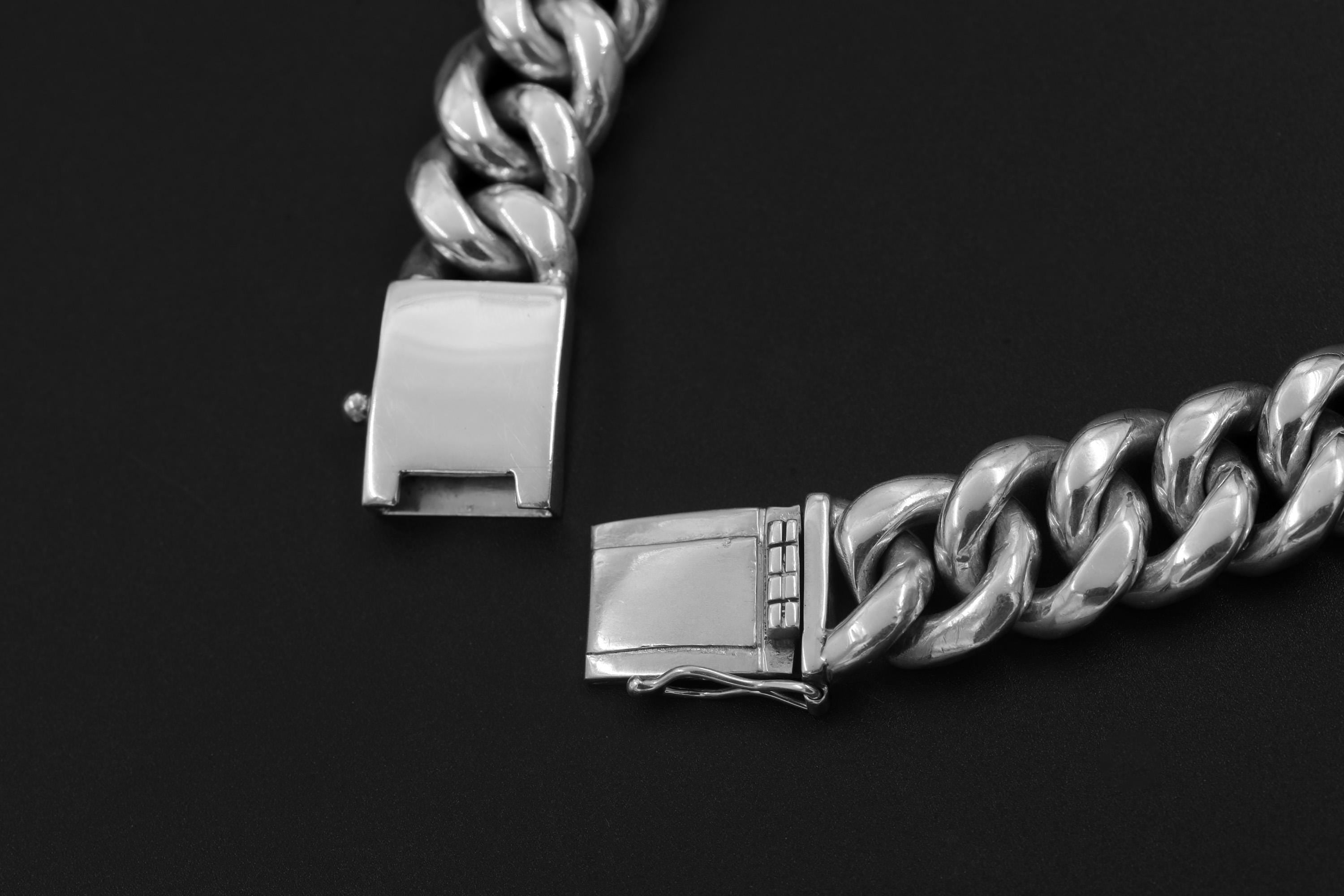 Cuban Link Sterling Silver Necklace 925, Solid Silver, Handmade Unisex Jewelry Gift, 50cm Length, Minimalist Design, High Shine Polish