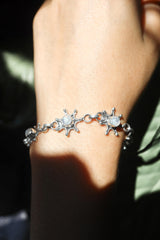 AAA Grade Blue Moonstone Bracelet 925 Sterling Silver, Adjustable Unique Handmade, Crown and Third Eye Chakra Healing Gift