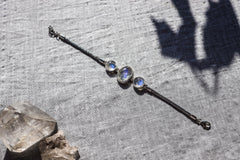 AAA Blue Moonstone Bracelet: 925 Sterling Silver Snake Chain, Adjustable