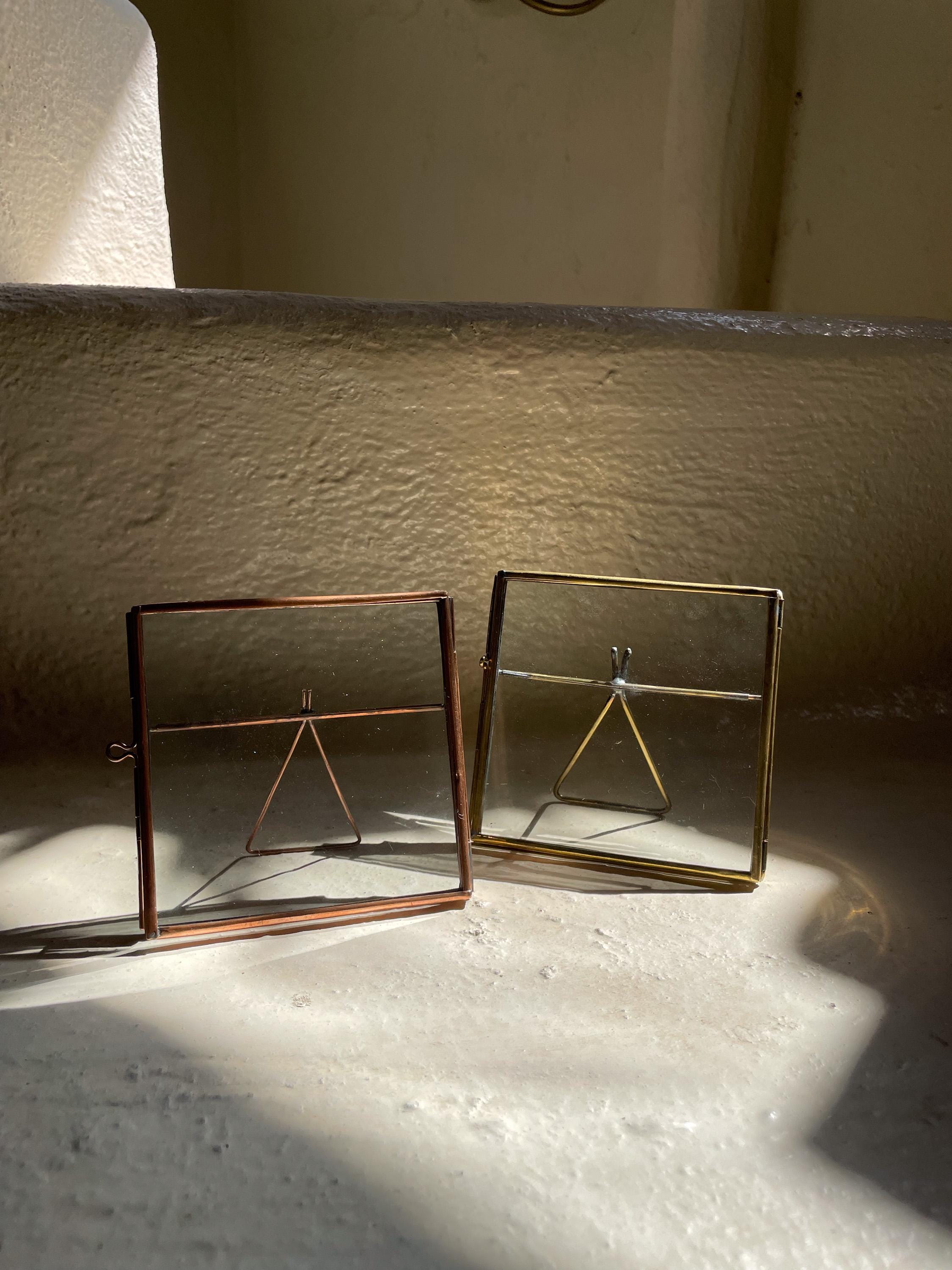 Copper Glass Photo Frame, Handmade Square Picture Frame, Small Tabletop Display, Pressed Flower Keepsake Gift