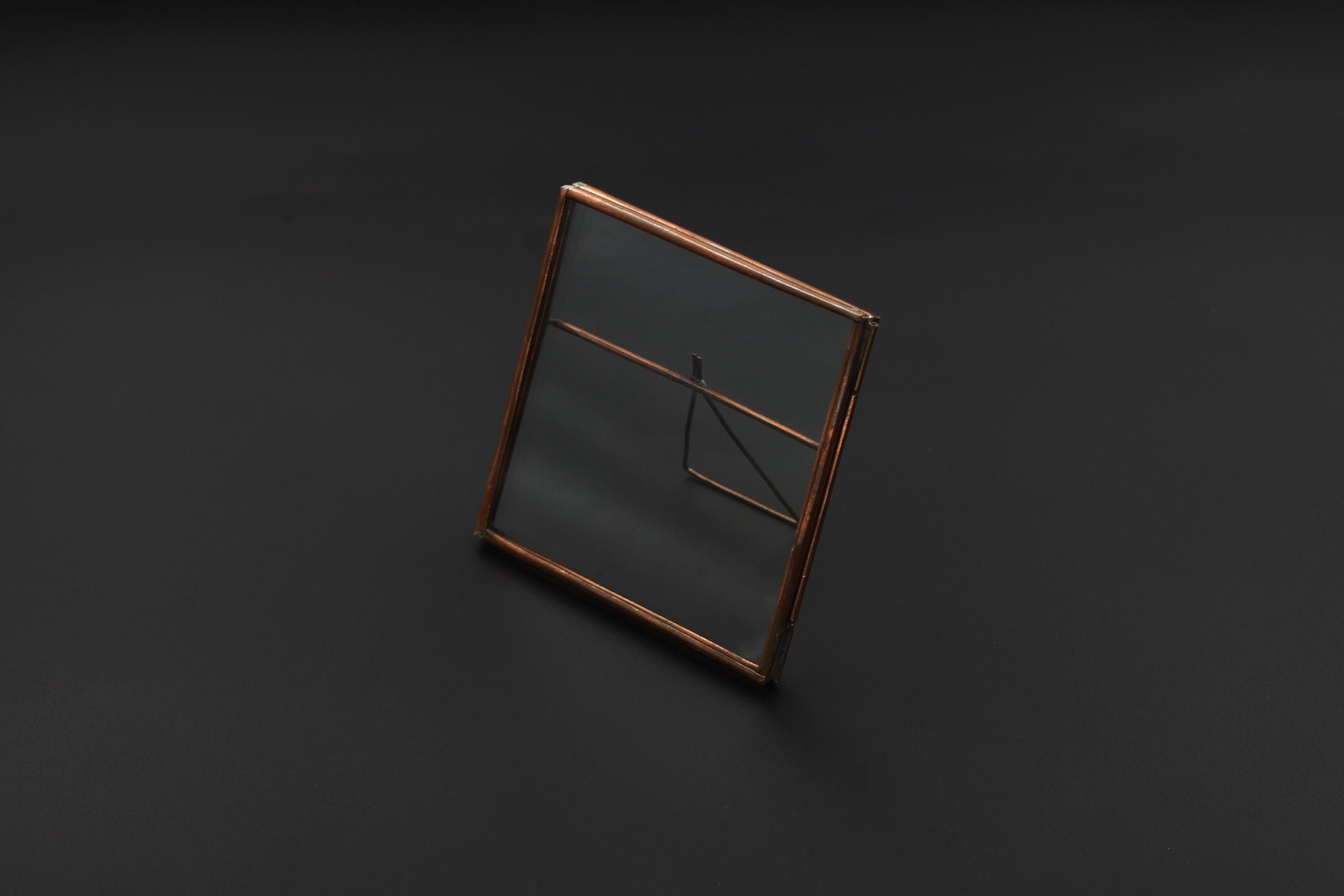 Copper Glass Photo Frame, Handmade Square Picture Frame, Small Tabletop Display, Pressed Flower Keepsake Gift