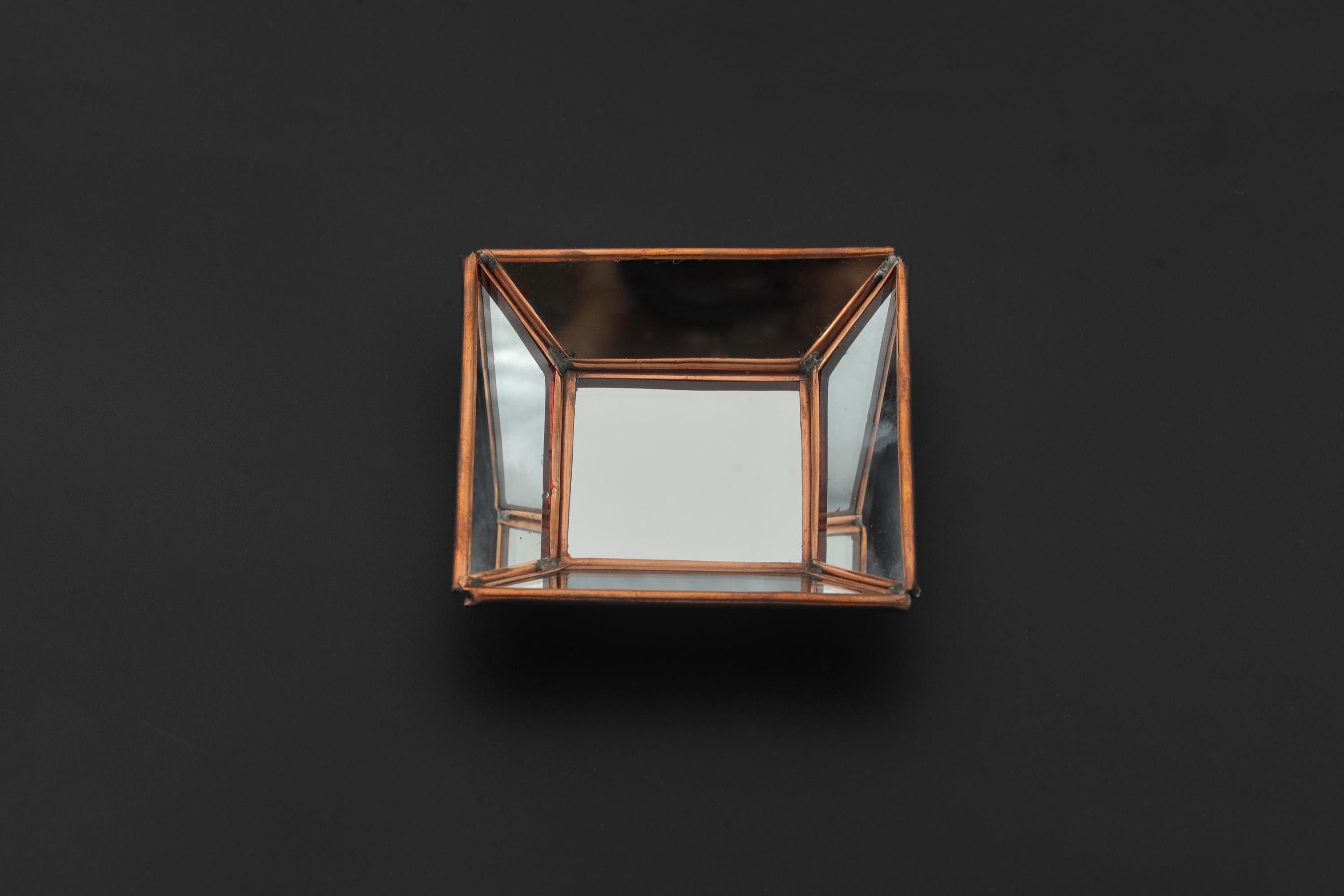 Handmade Copper Square Mirror, Geometric Mirror Glass Decor, Wall or Shelf Accent, Bohemian Minimalist Gift