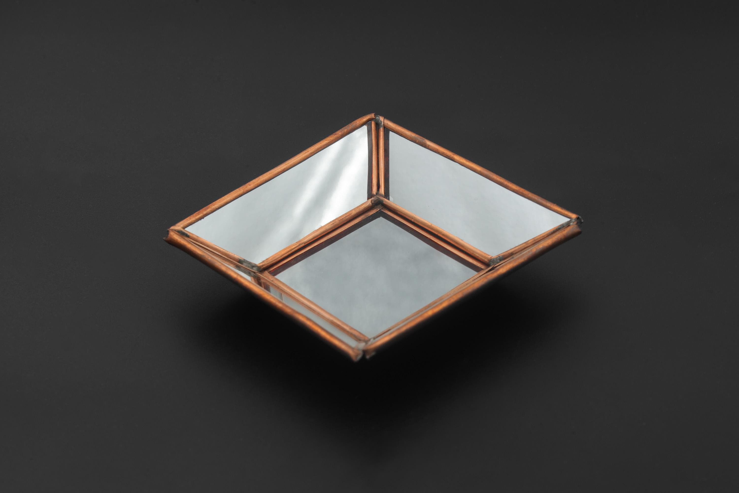 Unique Square Copper Mirror – Handcrafted Geometric Glass & Copper Wall Accent, Modern Minimalist Home Decor