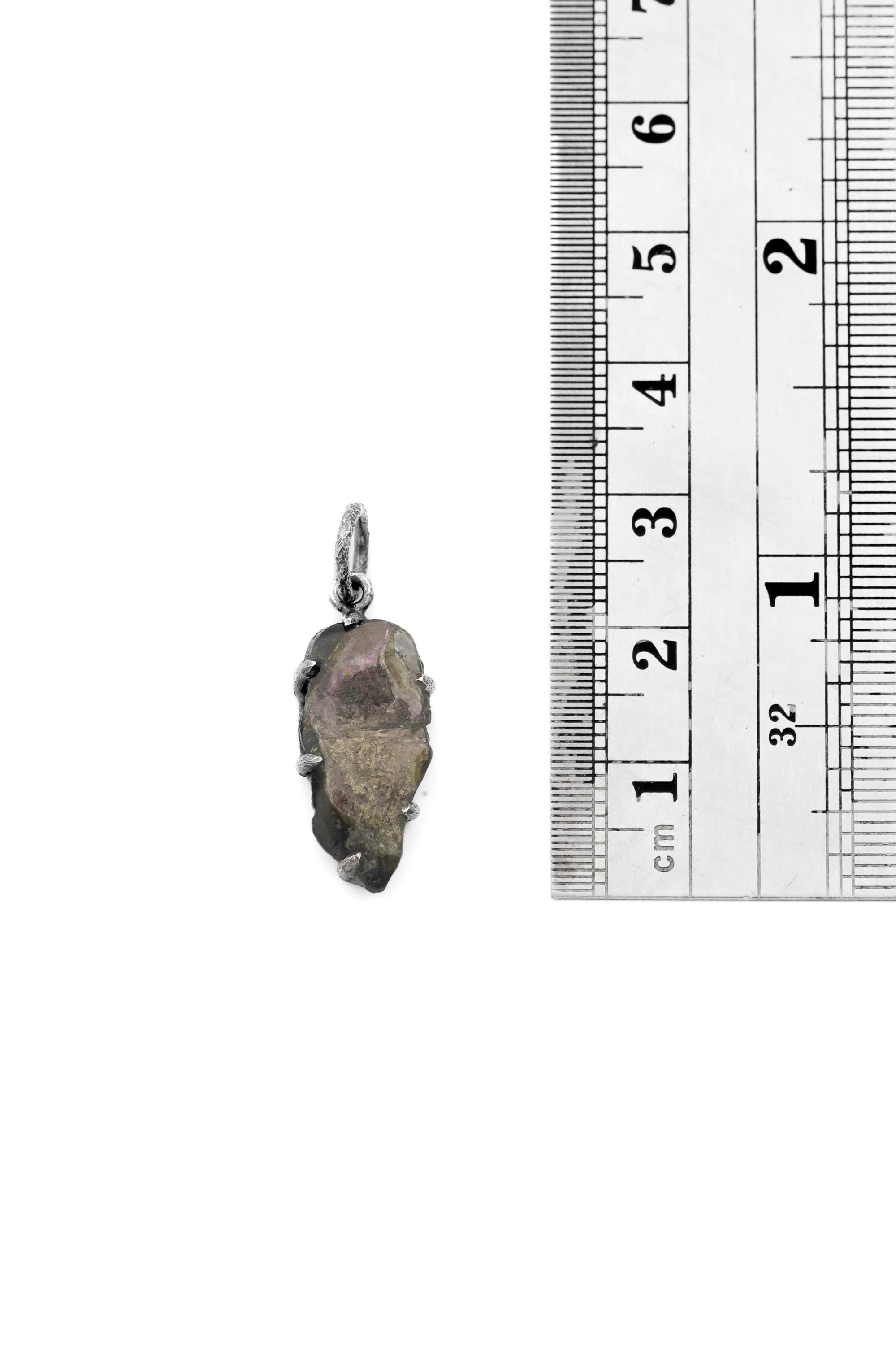 Polished Slice of Natural Watermelon Tourmaline Wand with Darker Rind Pendant, 925 Silver, Oxidized, Heart Chakra Crystal Jewelry Gift