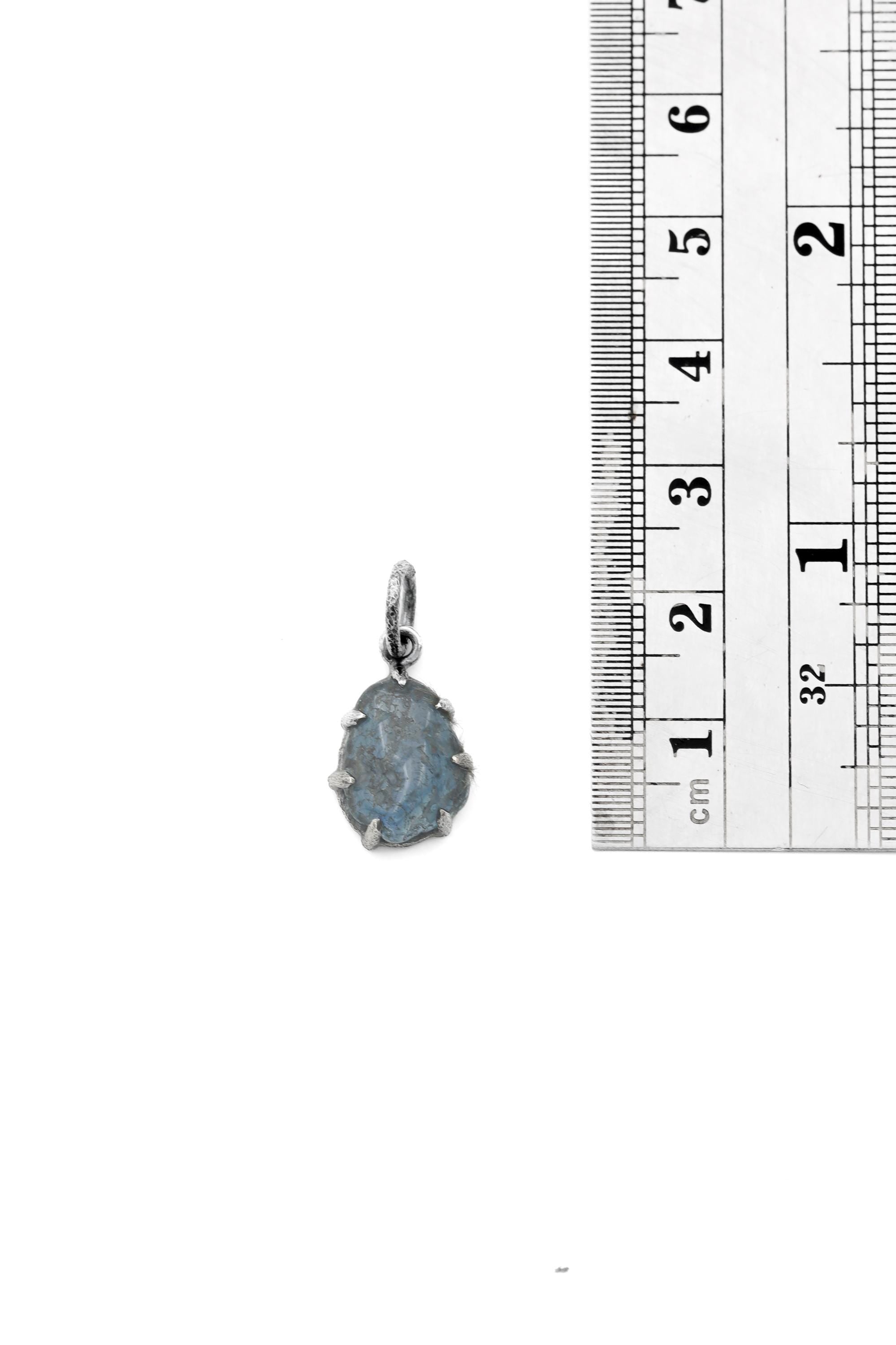 Aquamarine Pendant, Sterling Silver Claw Setting, Oxidized Finish