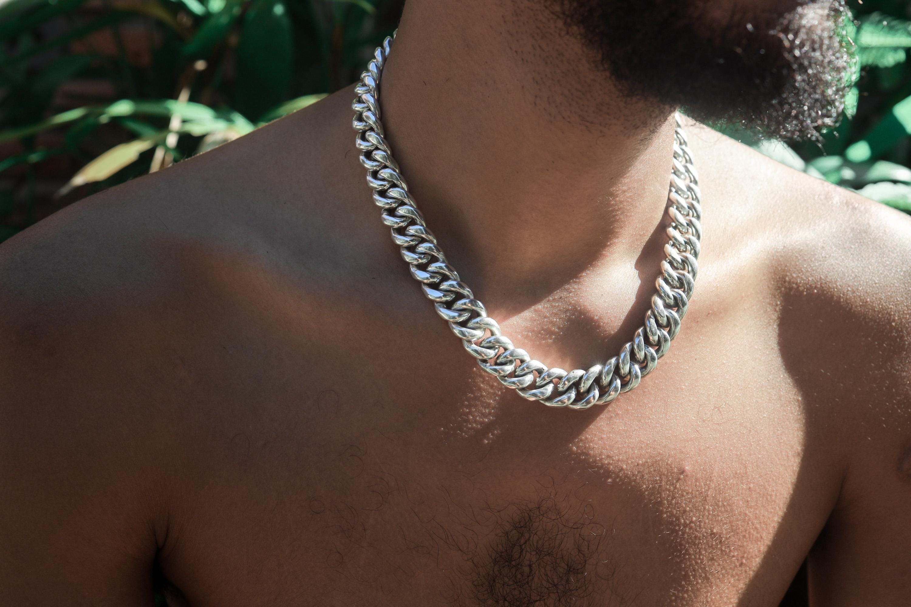 Cuban Link Sterling Silver Necklace 925, Solid Silver, Handmade Unisex Jewelry Gift, 50cm Length, Minimalist Design, High Shine Polish