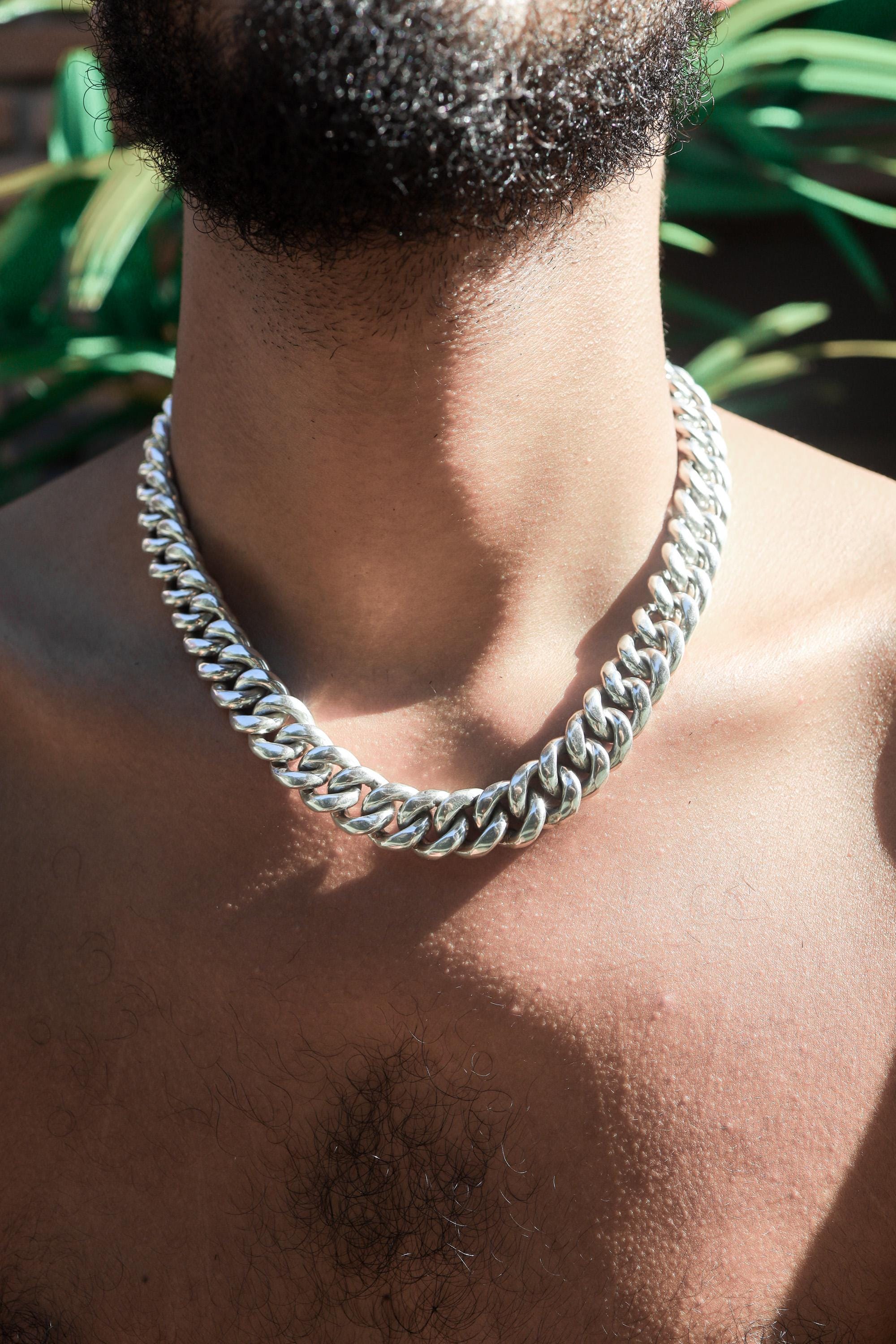 Cuban Link Sterling Silver Necklace 925, Solid Silver, Handmade Unisex Jewelry Gift, 50cm Length, Minimalist Design, High Shine Polish