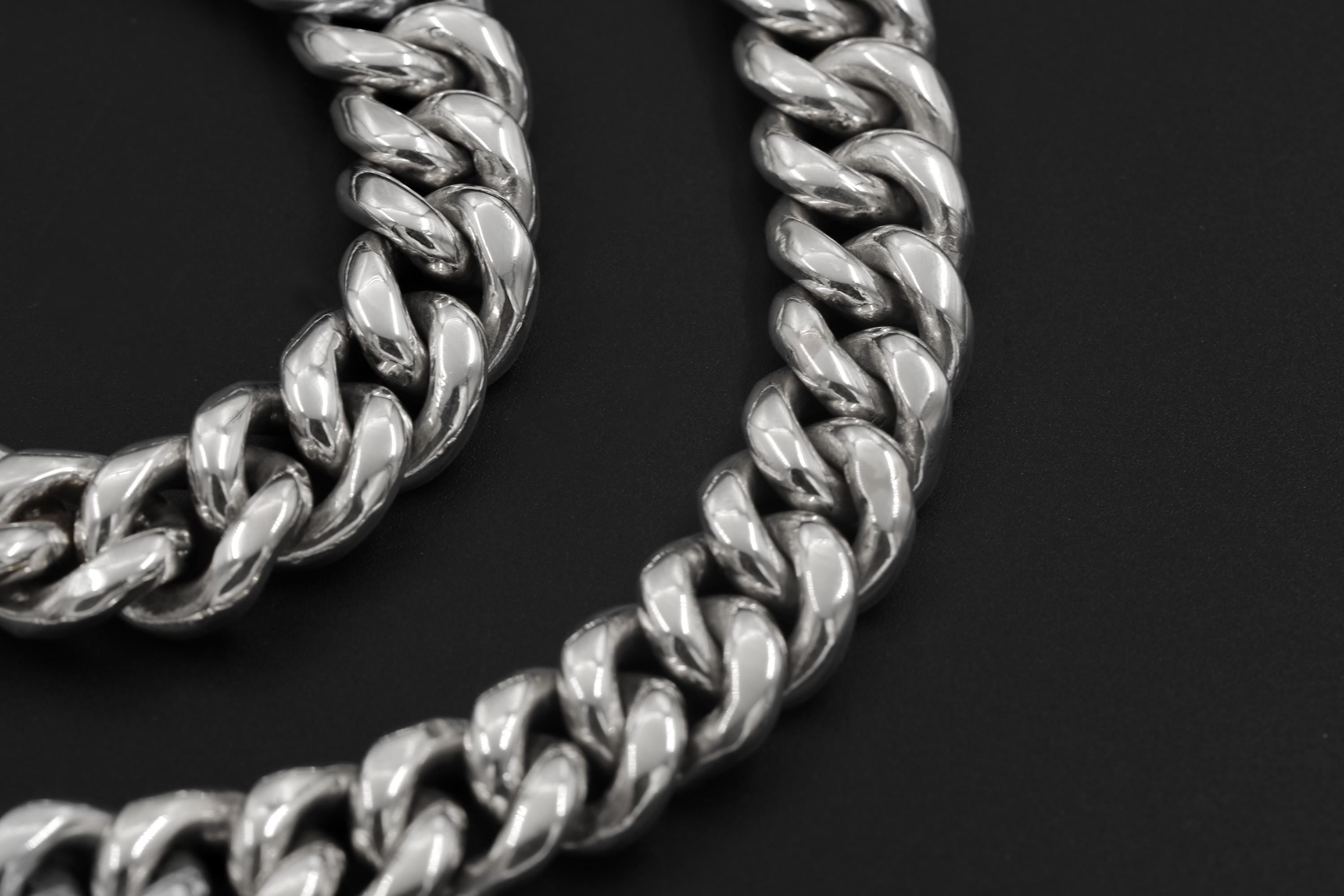 Cuban Link Sterling Silver Necklace 925, Solid Silver, Handmade Unisex Jewelry Gift, 50cm Length, Minimalist Design, High Shine Polish