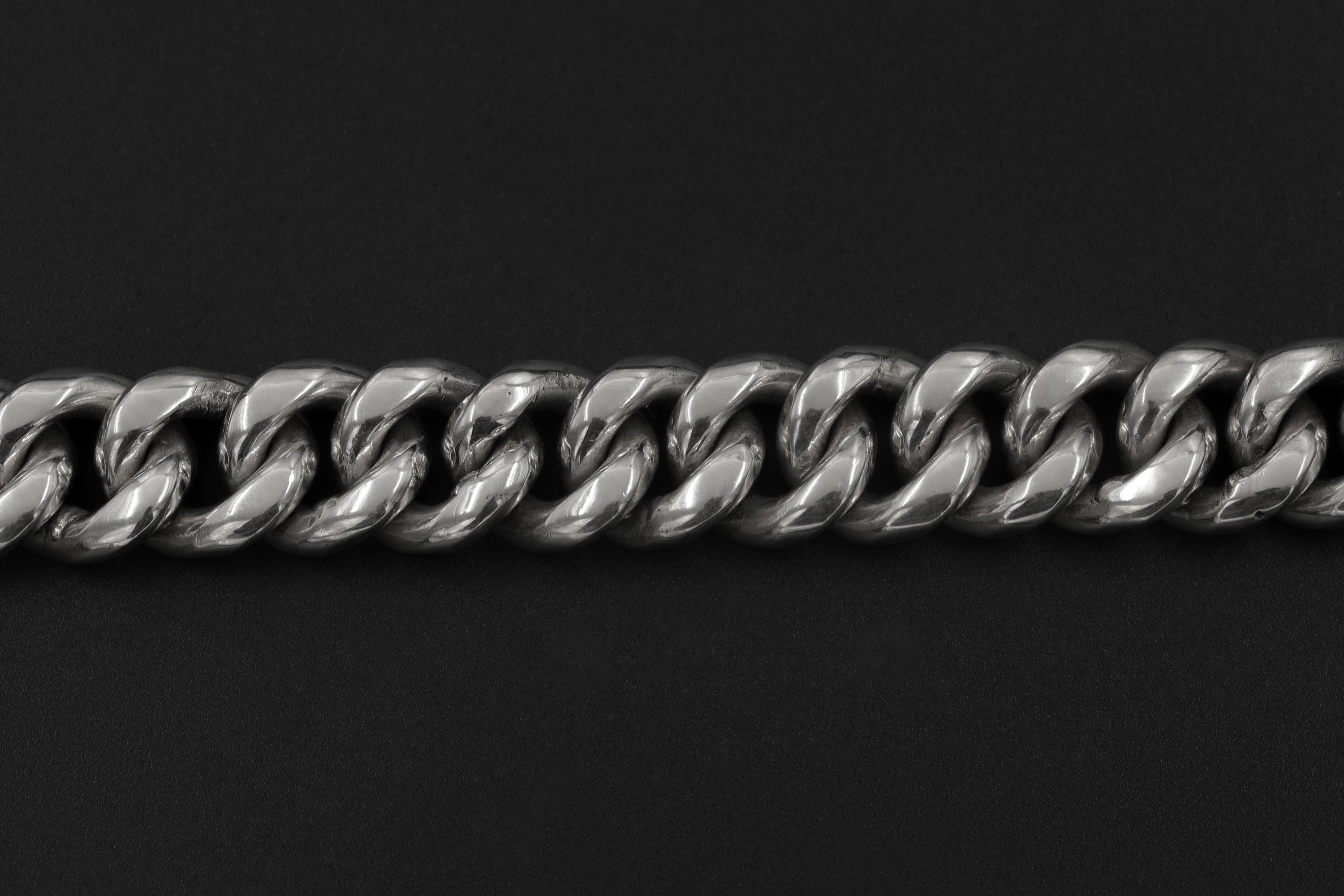 925 Sterling Silver Chain Bracelet Handmade Woven Links Oxidized Accents Unisex Box Clasp Jewelry Gift