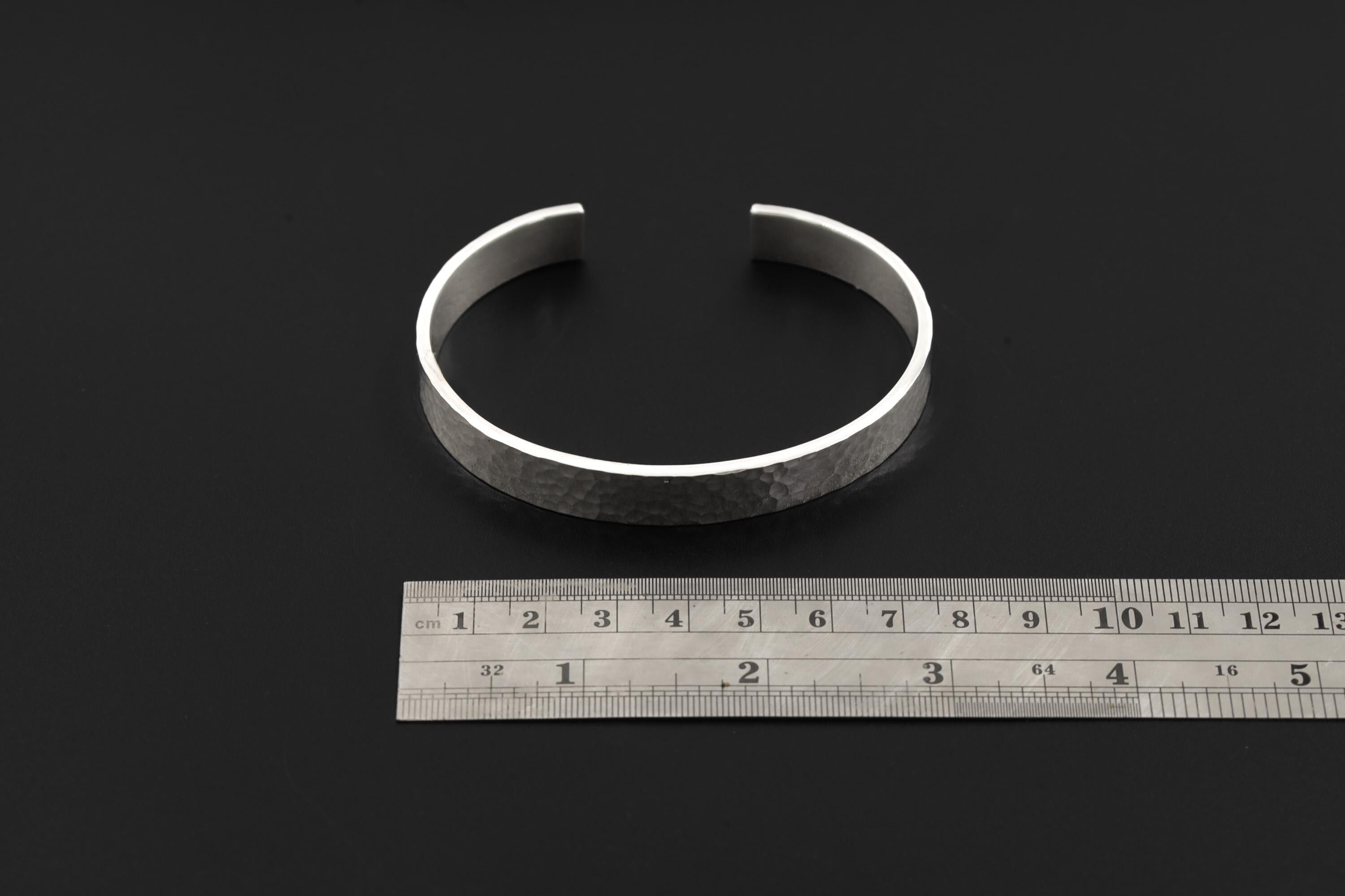 Solid Hammered Sterling Silver Cuff Bracelet, Handmade Unisex Bangle