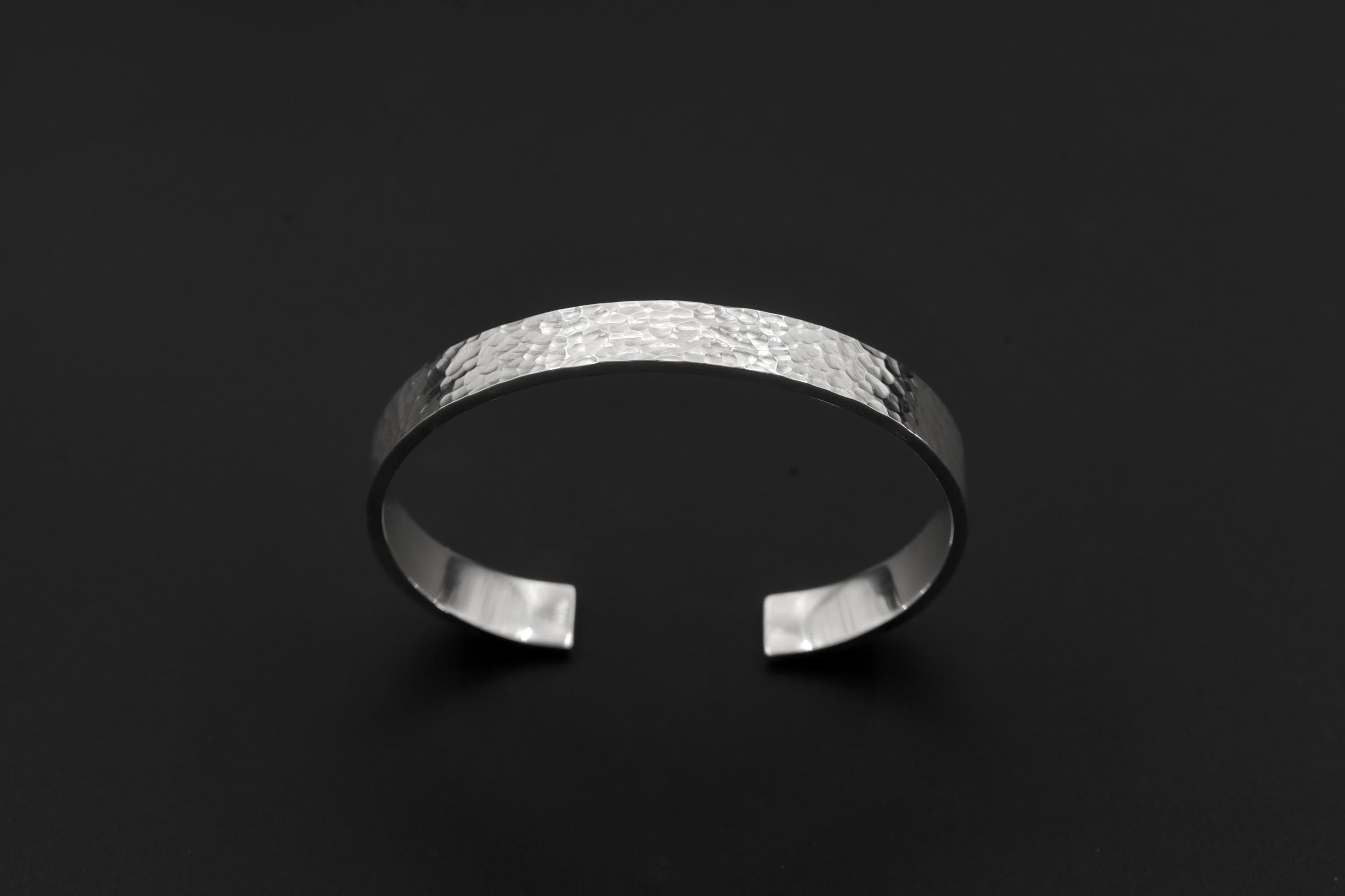Solid Hammered Sterling Silver Cuff Bracelet, Handmade Unisex Bangle