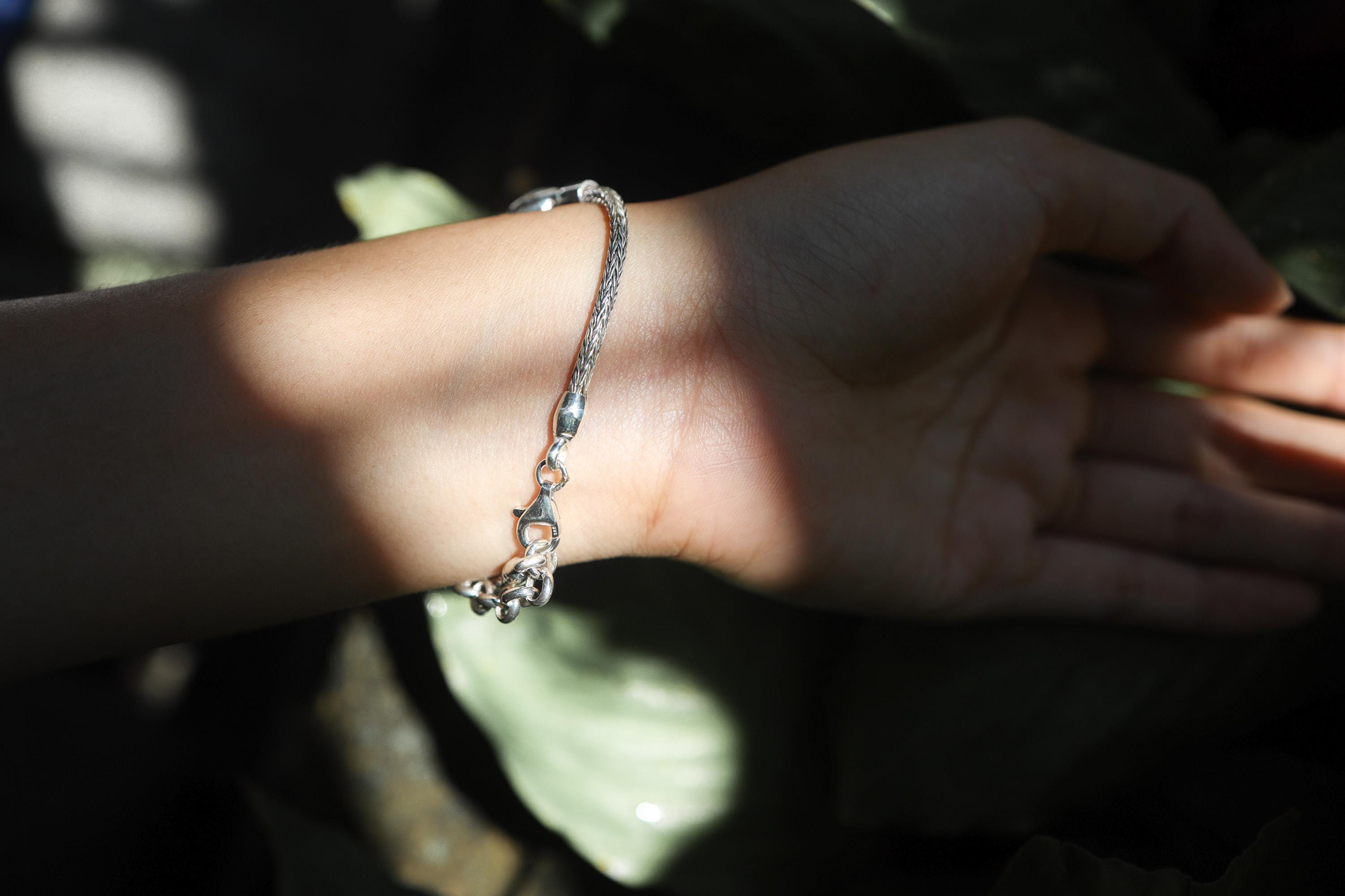 High Grade Blue Moonstone Bracelet Sterling Silver, 3 Stone Snake Chain, 925 Silver, Adjustable, Chakra Healing Crystal Gift