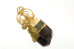 Lord Ganesha Aquamarine Dravite Pendant, Gold Plated Sterling Silver Talisman