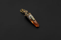 Overhead image capturing the structure of the Lemurian Laser Quartz and subtle aquamarine glow.