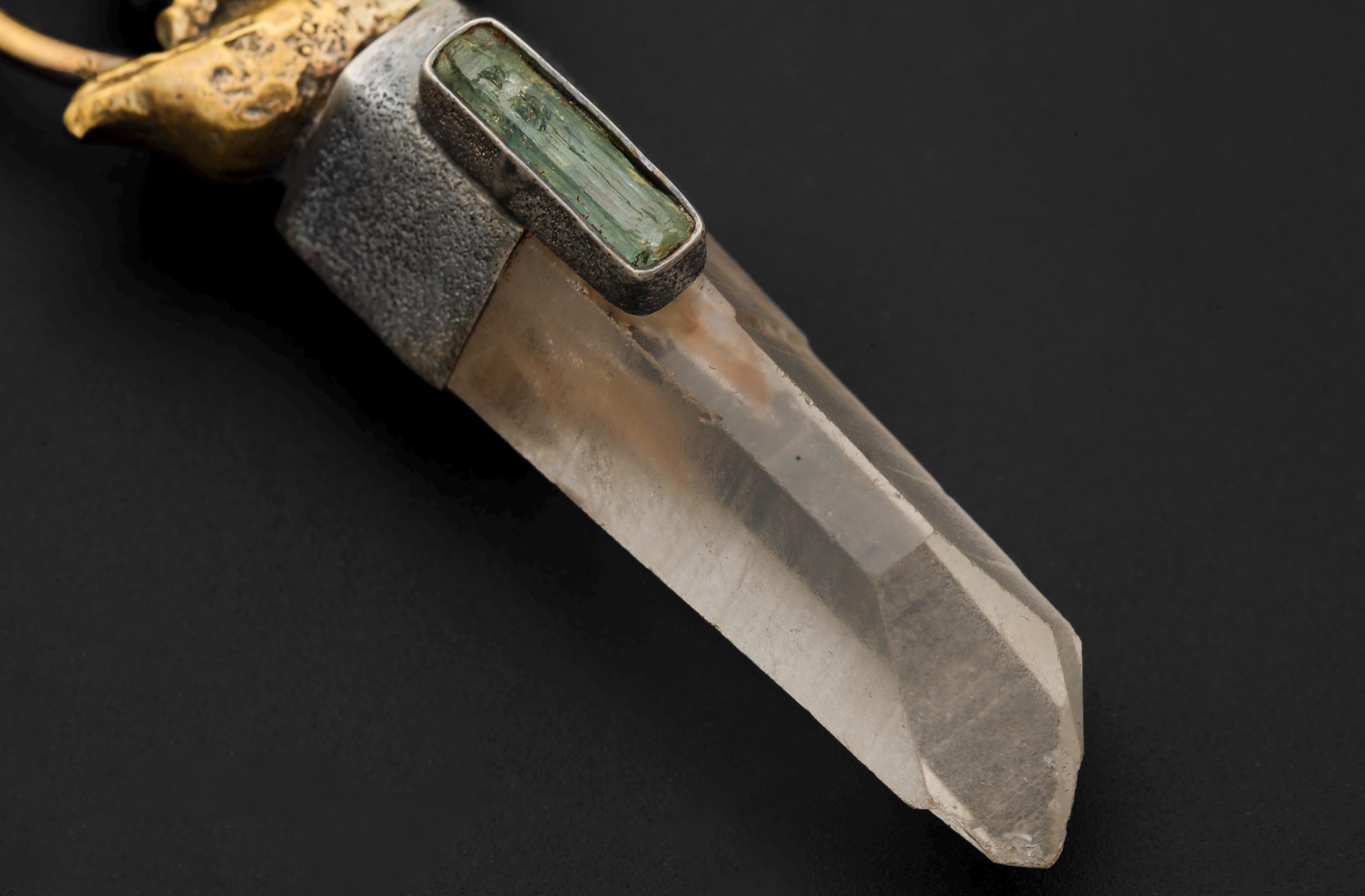 Buddha Lemurian Quartz Aquamarine Pendant 925 Silver Brass Talisman Crown Throat Chakra Spiritual Gift
