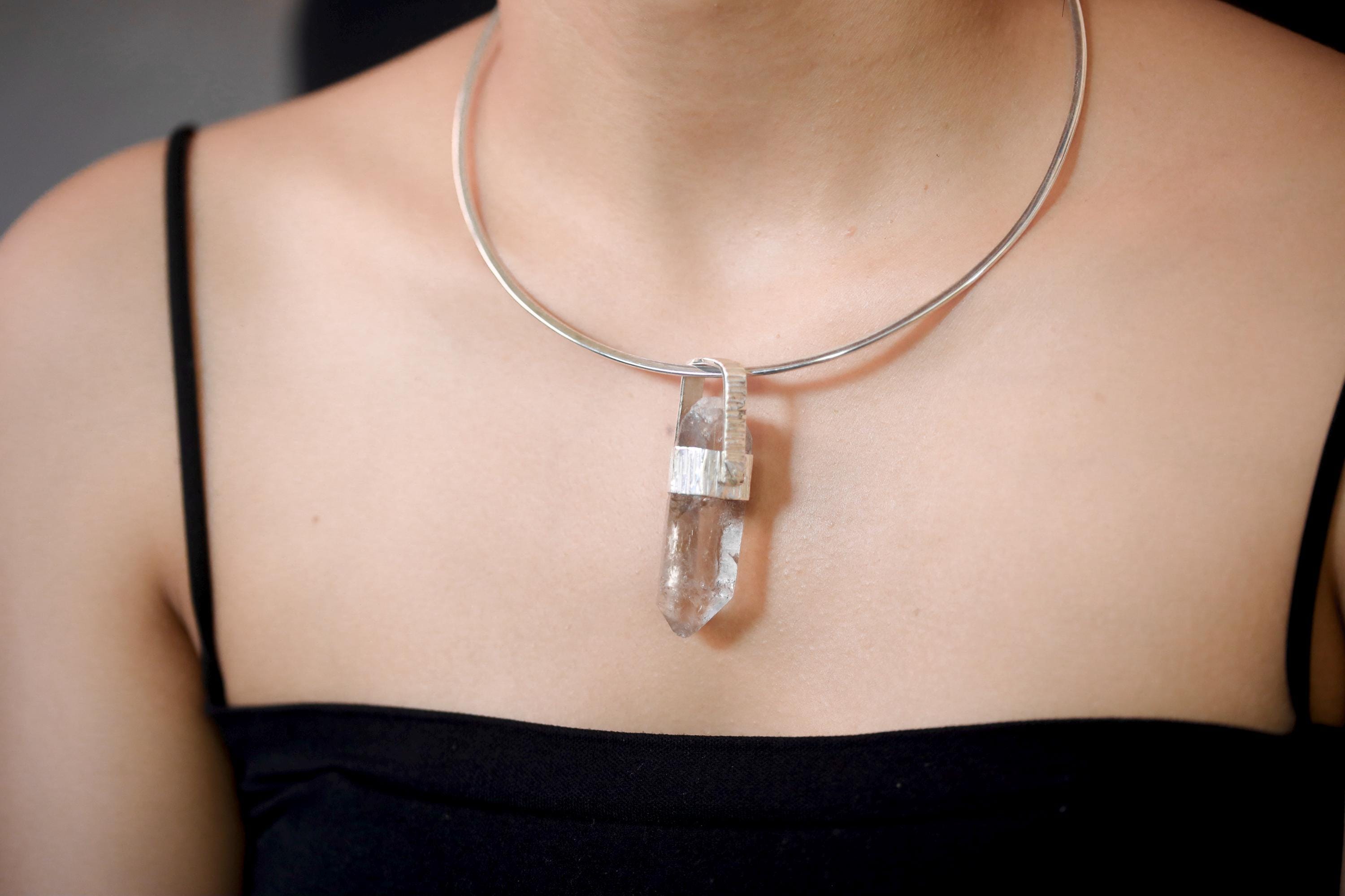 Hand Fossicked Smoky Quartz Point Pendant, 925 Silver, Minimalist