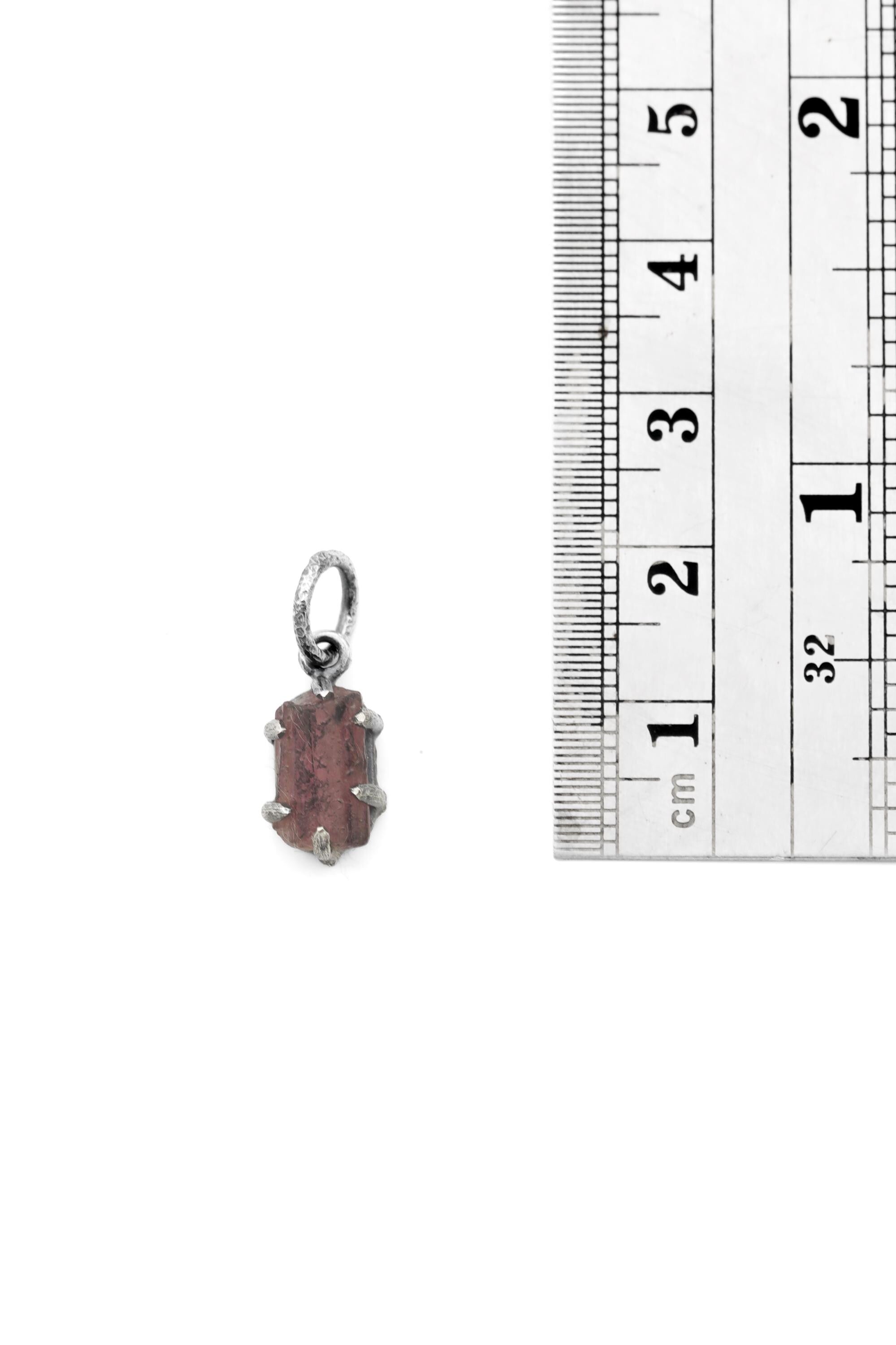 Natural Gem Pink tourmaline (Rubellite) wand Pendant, Sterling Silver Claw Setting, Hammer Texture, Heart Chakra, Handmade Healing Jewelry