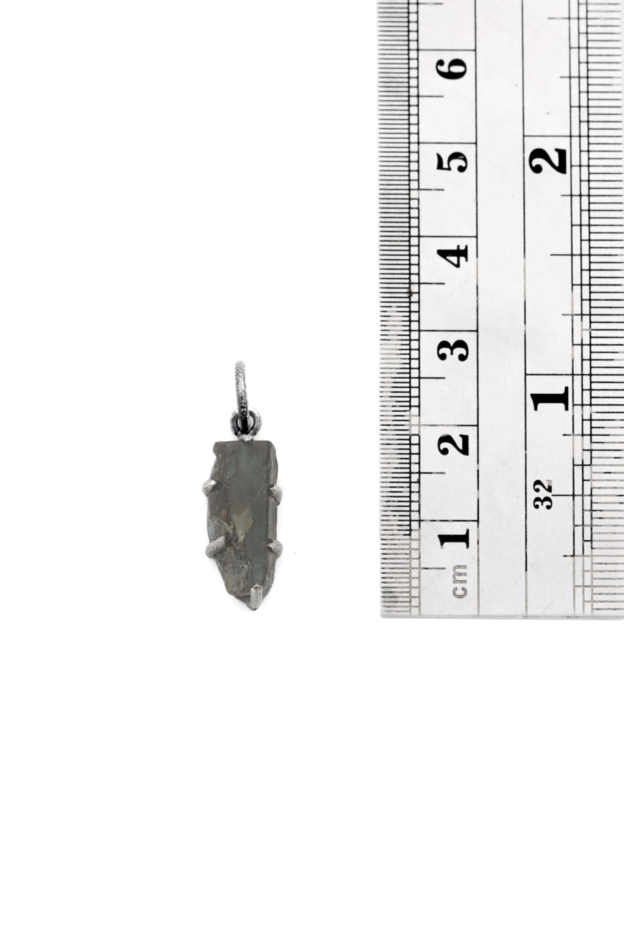 Raw Blue Tourmaline Pendant Sterling Silver Claw Setting Hammered Oxidized Frame High Grade Crystal Talisman Throat Chakra Jewelry