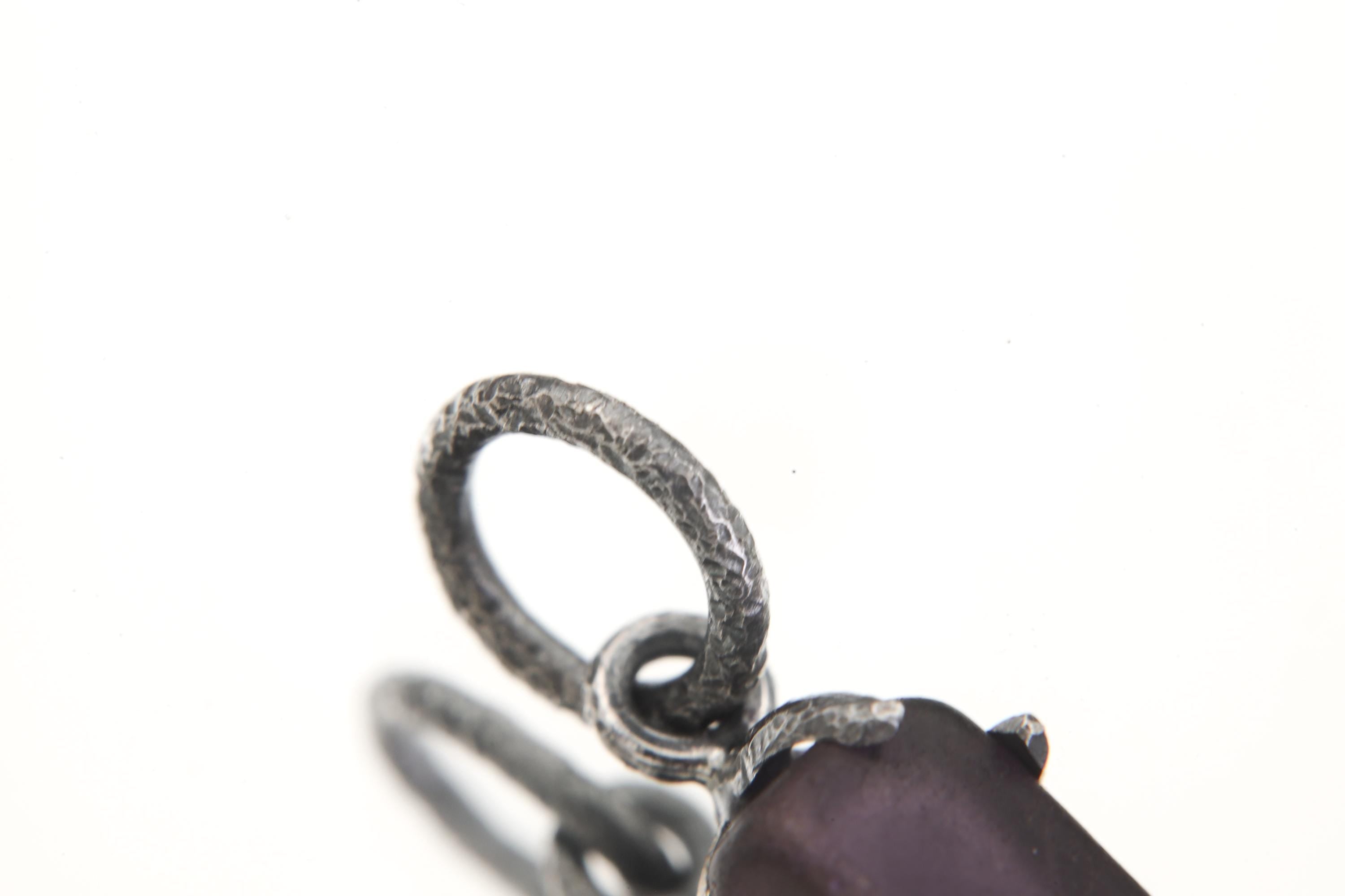 Amethyst Cube Pendant, Sterling Silver Claw Setting, Healing Crystal Jewelry