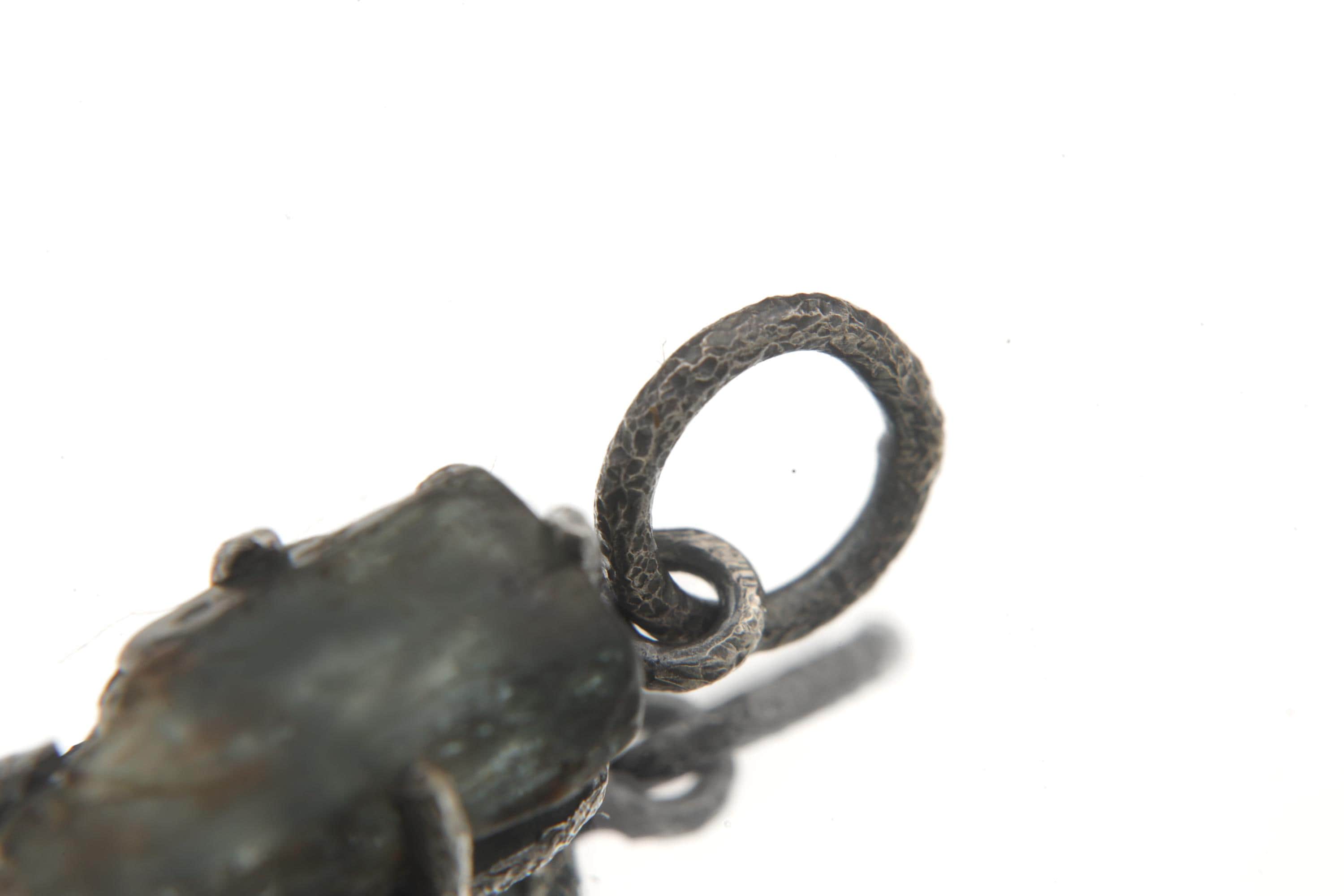 Raw Blue Tourmaline Pendant Sterling Silver Claw Setting Hammered Oxidized Frame High Grade Crystal Talisman Throat Chakra Jewelry