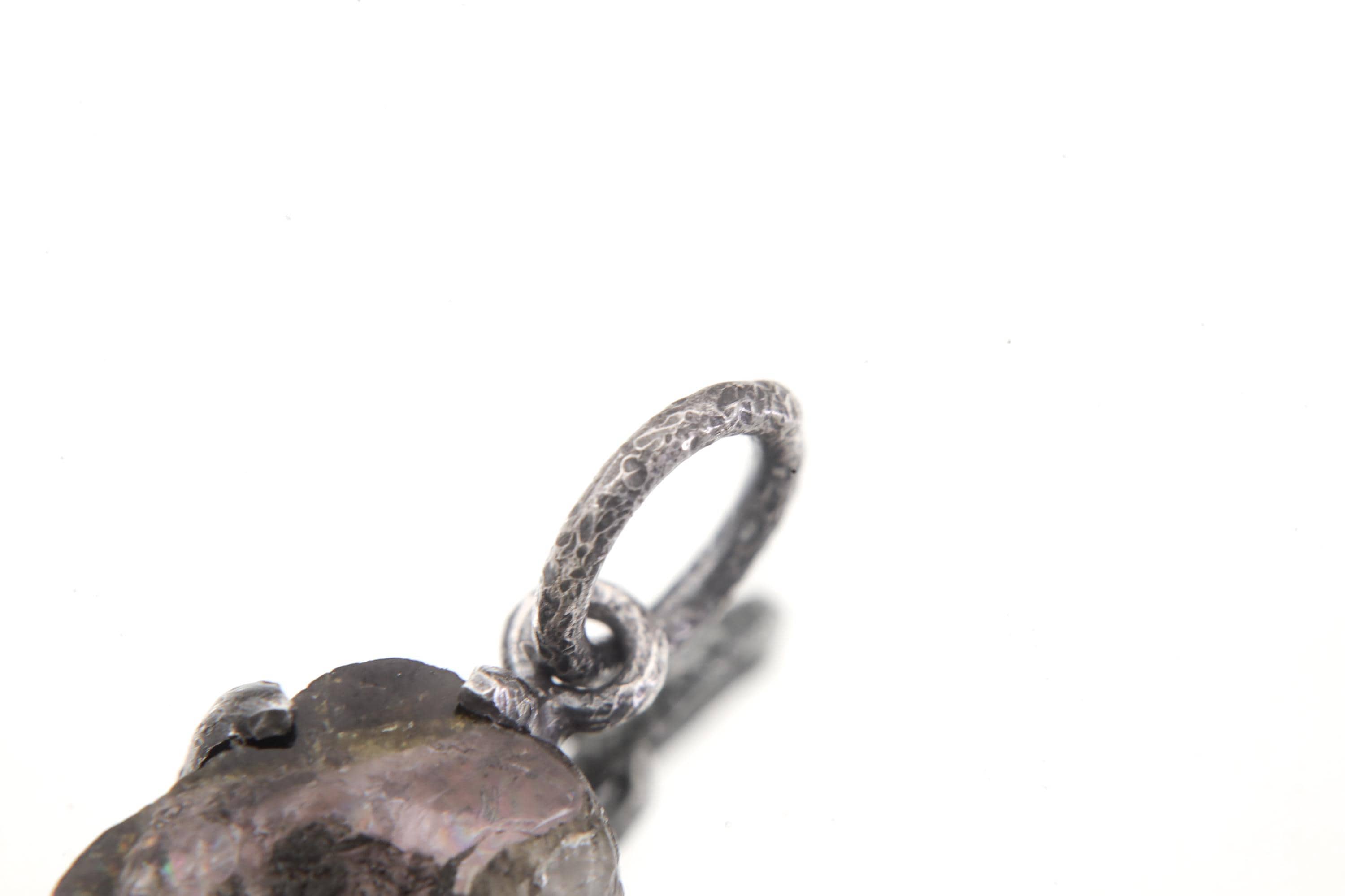 Polished Slice of Natural Watermelon Tourmaline Wand with Darker Rind Pendant, 925 Silver, Oxidized, Heart Chakra Crystal Jewelry Gift