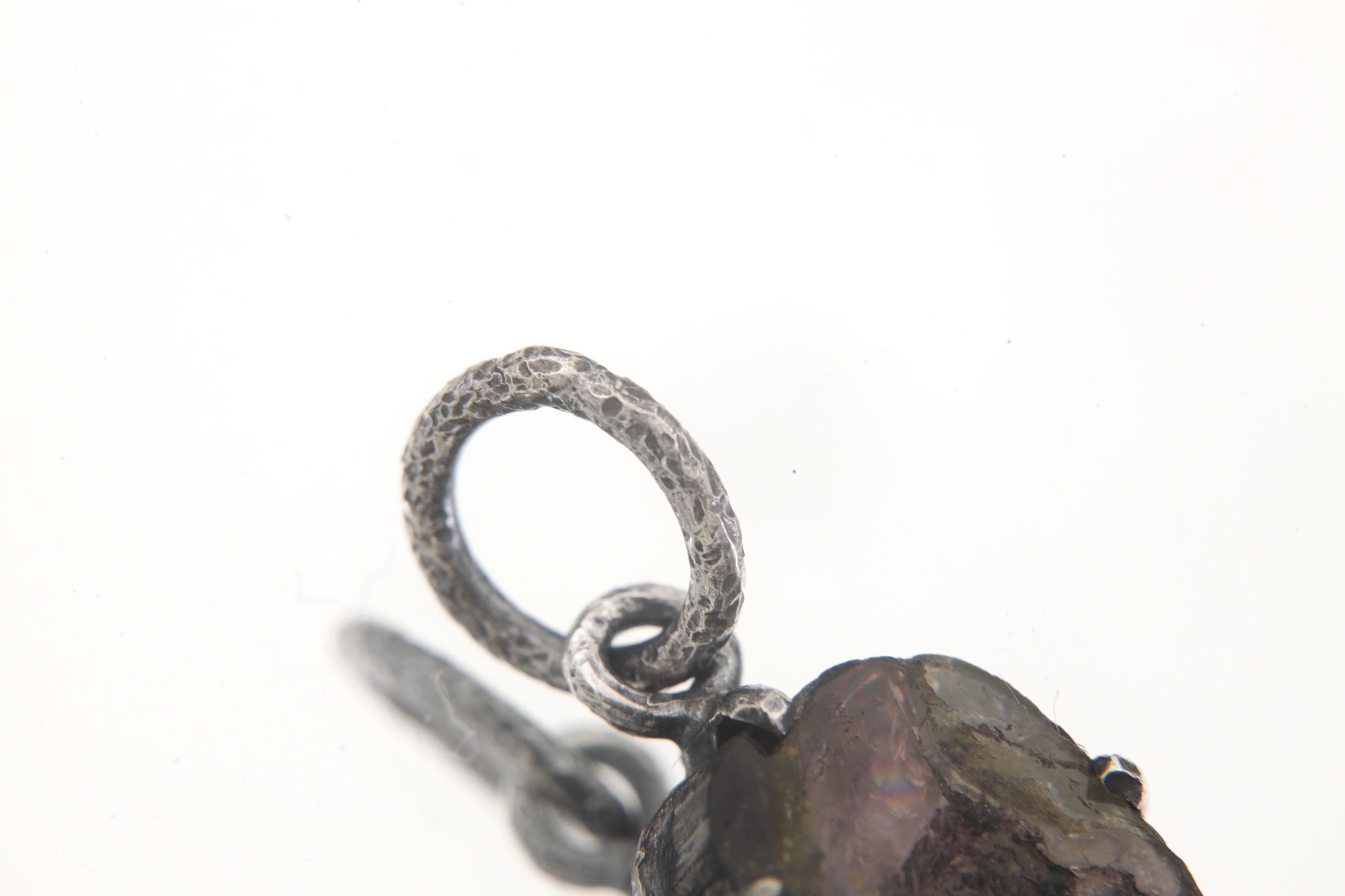 Watermelon Tourmaline Wand Pendant, Oxidized 925 Silver, Heart Chakra