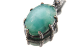 AAA Larimar Pendant, Oxidized Sterling Silver, Claw Setting