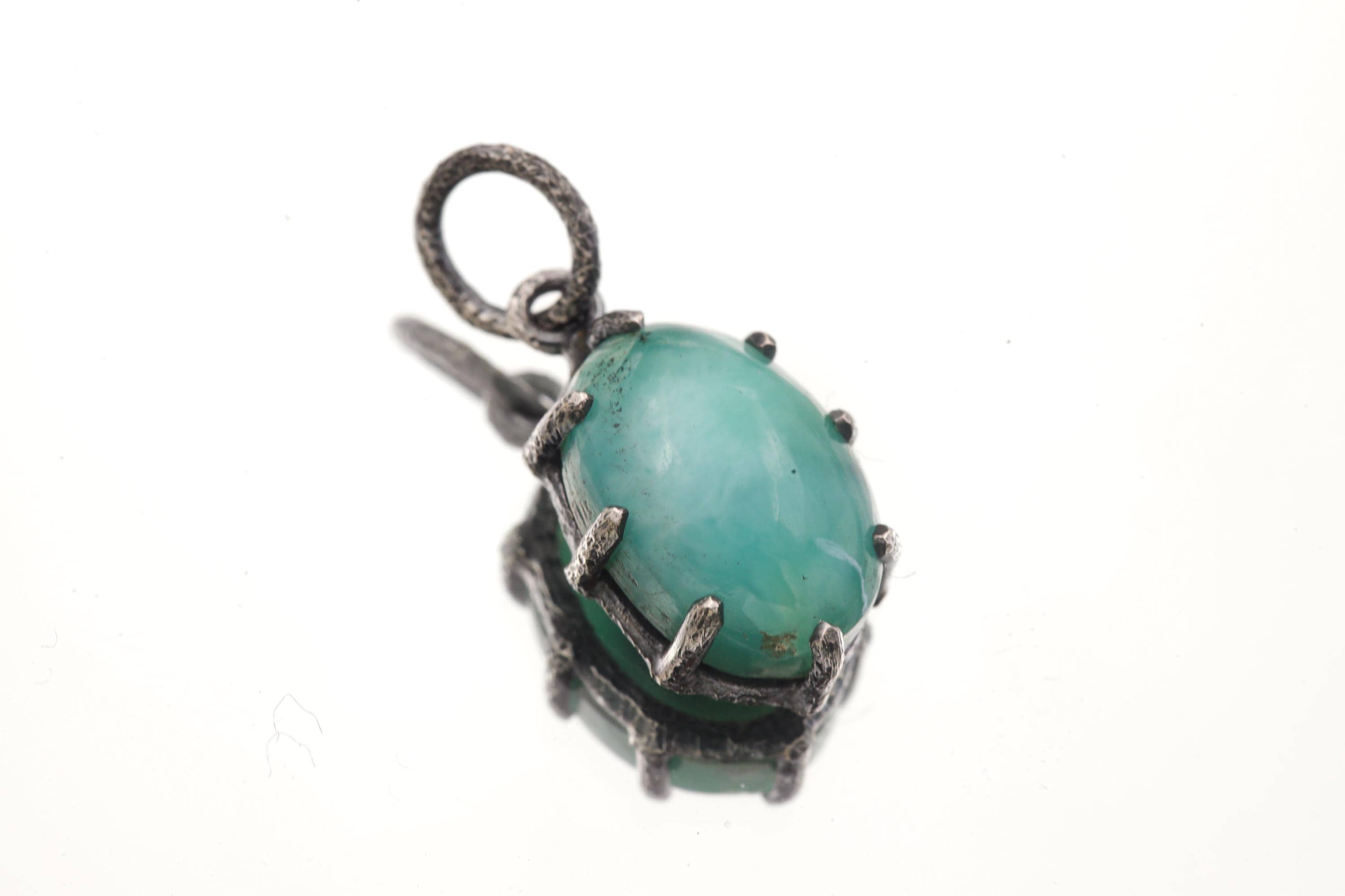 AAA Larimar Pendant, Oxidized Sterling Silver, Claw Setting