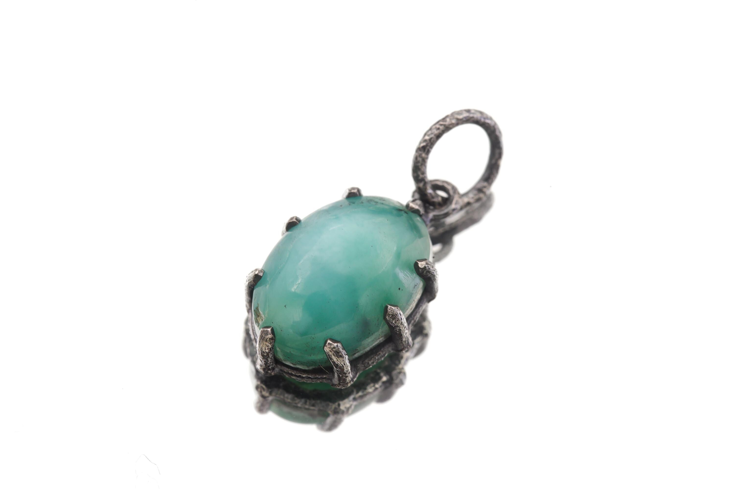 AAA Larimar Pendant, Oxidized Sterling Silver, Claw Setting