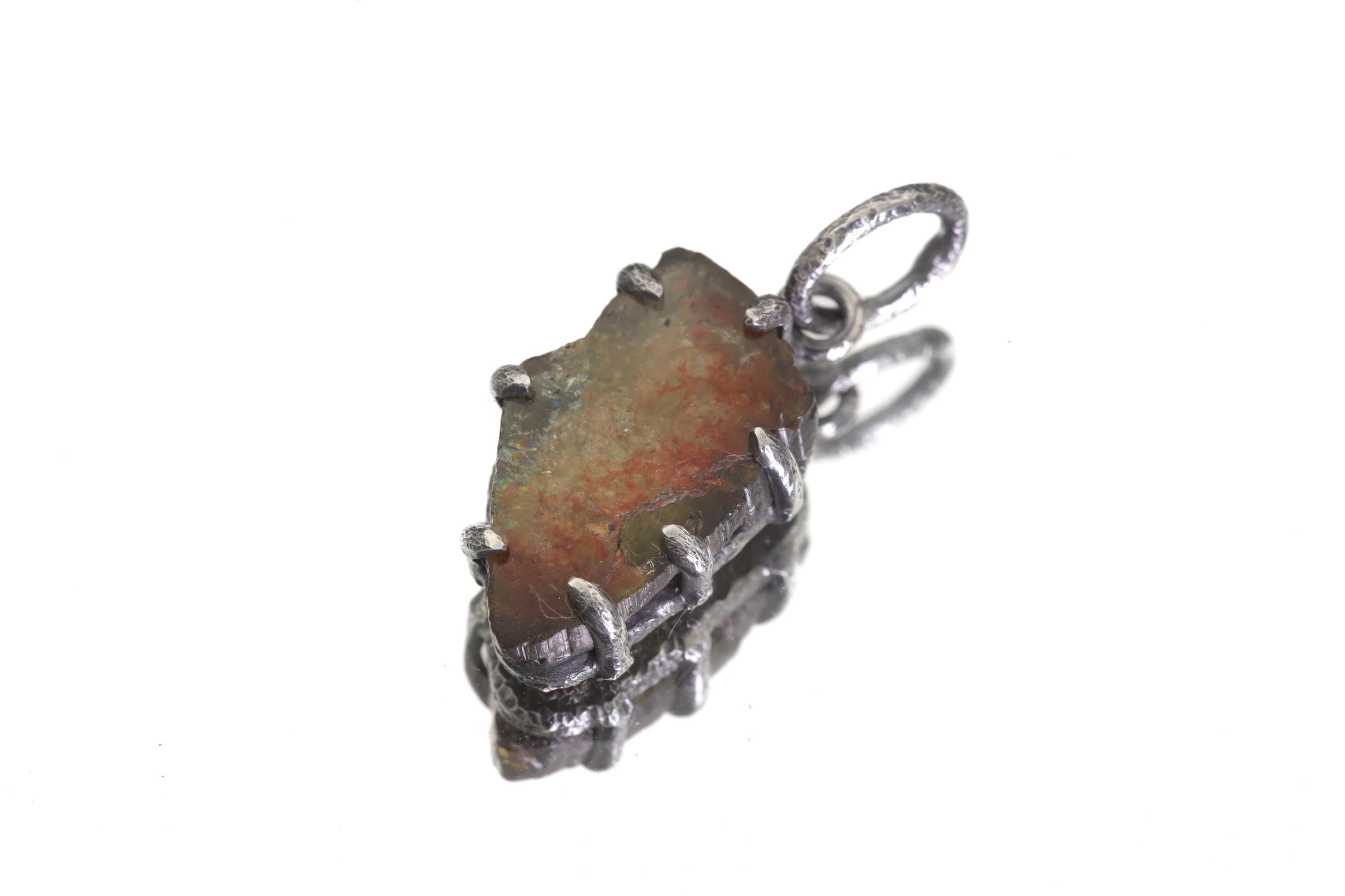 Watermelon Tourmaline Pendant, Oxidized Sterling Silver, Claw Setting