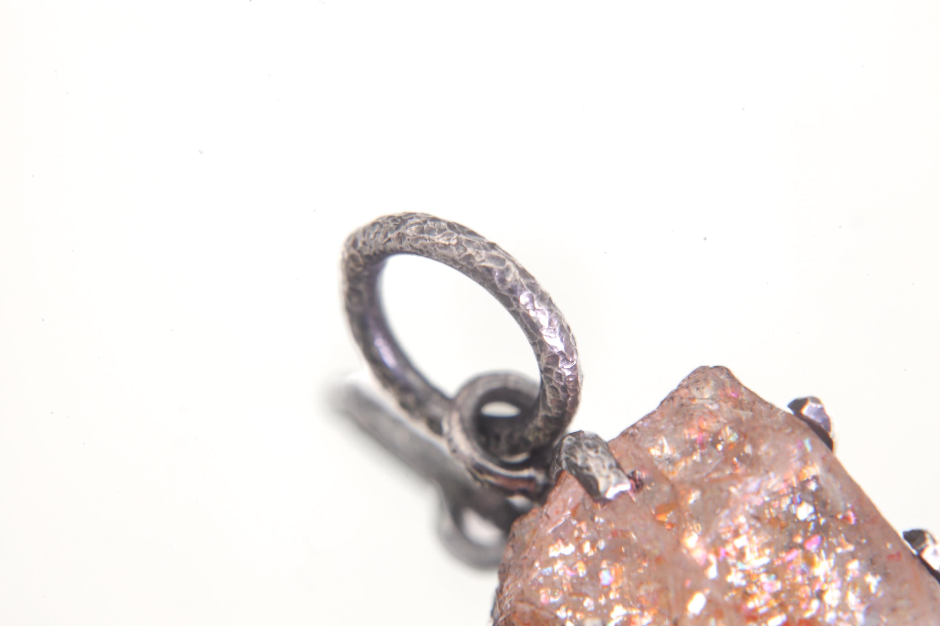 Sunstone Pendant 925 Sterling Silver Oxidized Claw Necklace Solar Plexus Chakra Leo Libra Gift