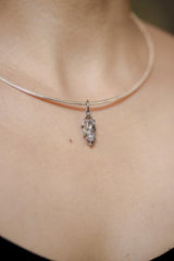 Tibetan Quartz Crystal Pendant, Oxidized Sterling Silver, Third Eye Chakra