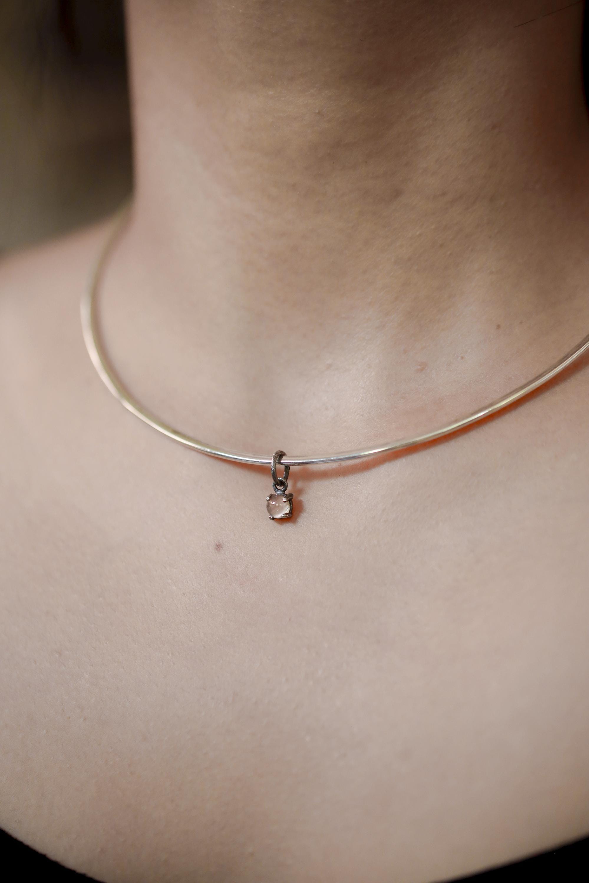 High Grade Oval Cats Eye Moonstone Pendant, Sterling Silver, Oxidized Hammer Texture, Protective Energy, Intuition & Balance Jewelry