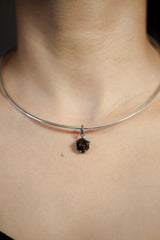 Green Tourmaline Pendant, 925 Sterling Silver, Polished 6-Sided Wand, Dark Rind Specimen, Heart Chakra, Healing Crystal Jewelry Raw Energy