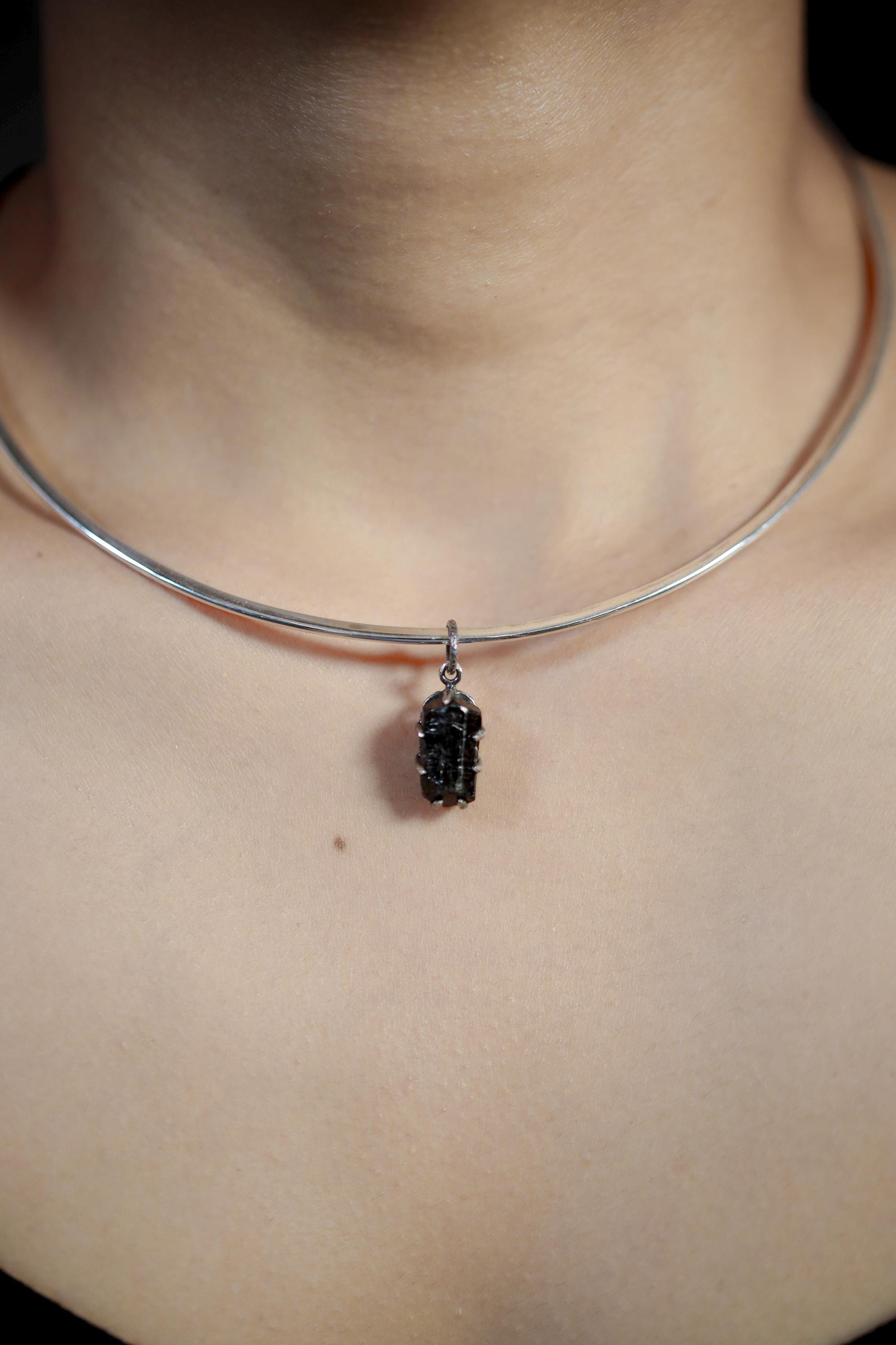 Black Tourmaline Claw Pendant 925 Sterling Silver Oxidized Necklace Root Chakra Protection Capricorn Gift
