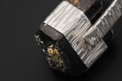 Himalayan Double Terminated Raw Hexagonal Black Tourmaline Specimen Pendant, 925 Silver Wrap, High Shine, Root Chakra Protection Jewelry