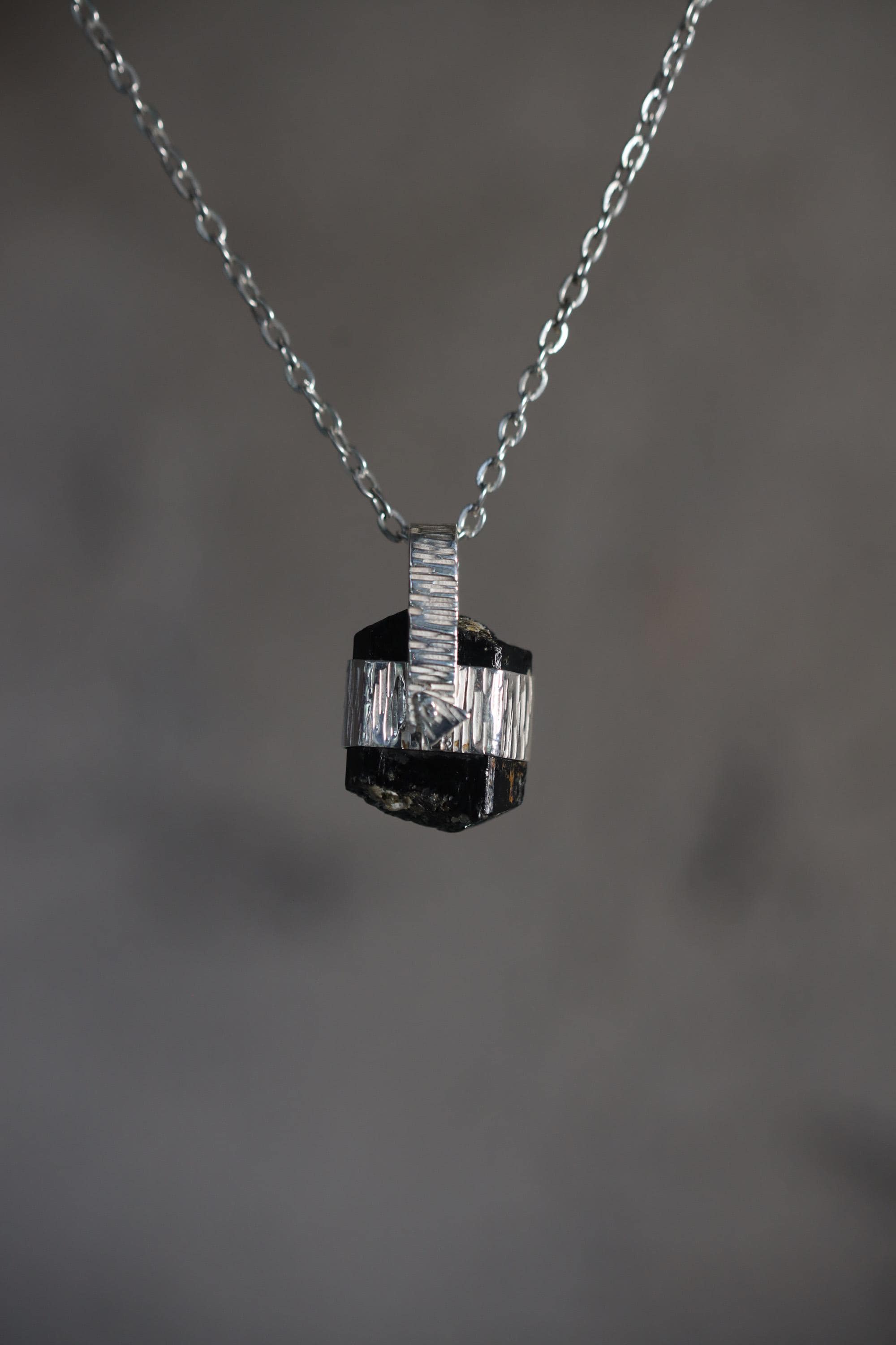 Himalayan Black Tourmaline Pendant, 925 Silver, Root Chakra Jewelry