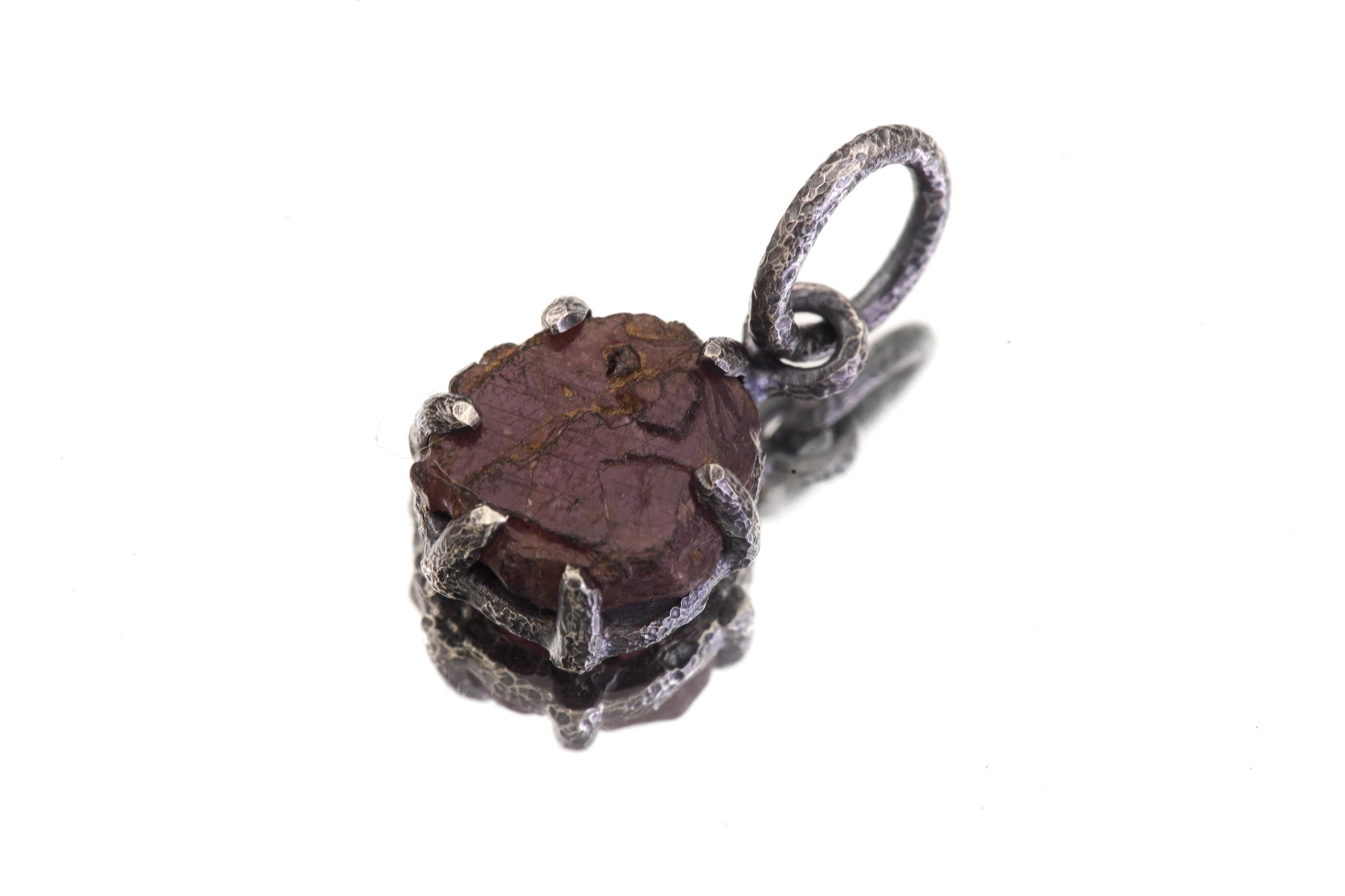 Natural Cambodian Record Keeper Ruby Pendant High Grade Raw Gem Specimen Oxidized Silver Claw Setting Root Chakra Energy Jewelry