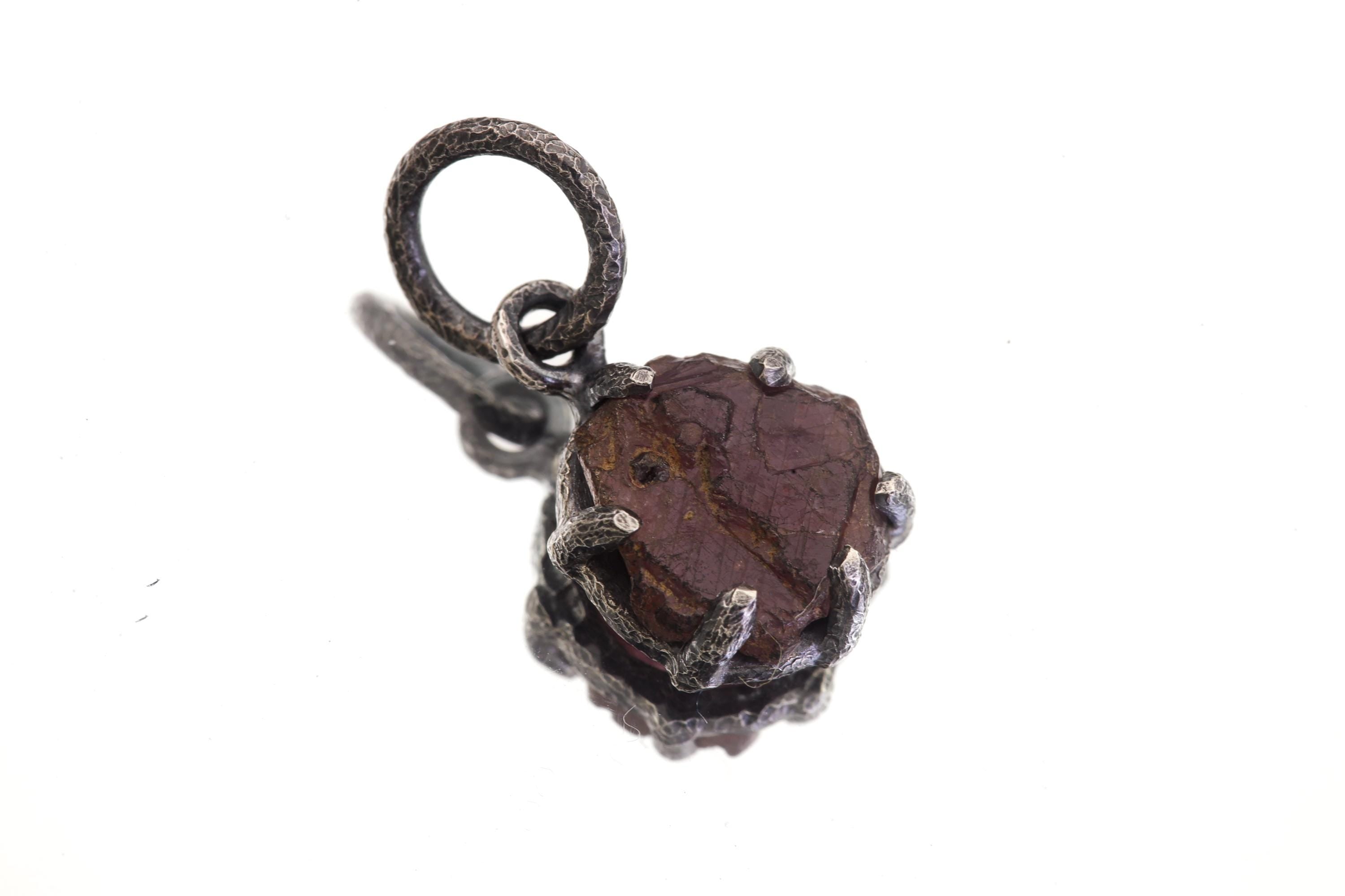 Natural Cambodian Record Keeper Ruby Pendant High Grade Raw Gem Specimen Oxidized Silver Claw Setting Root Chakra Energy Jewelry