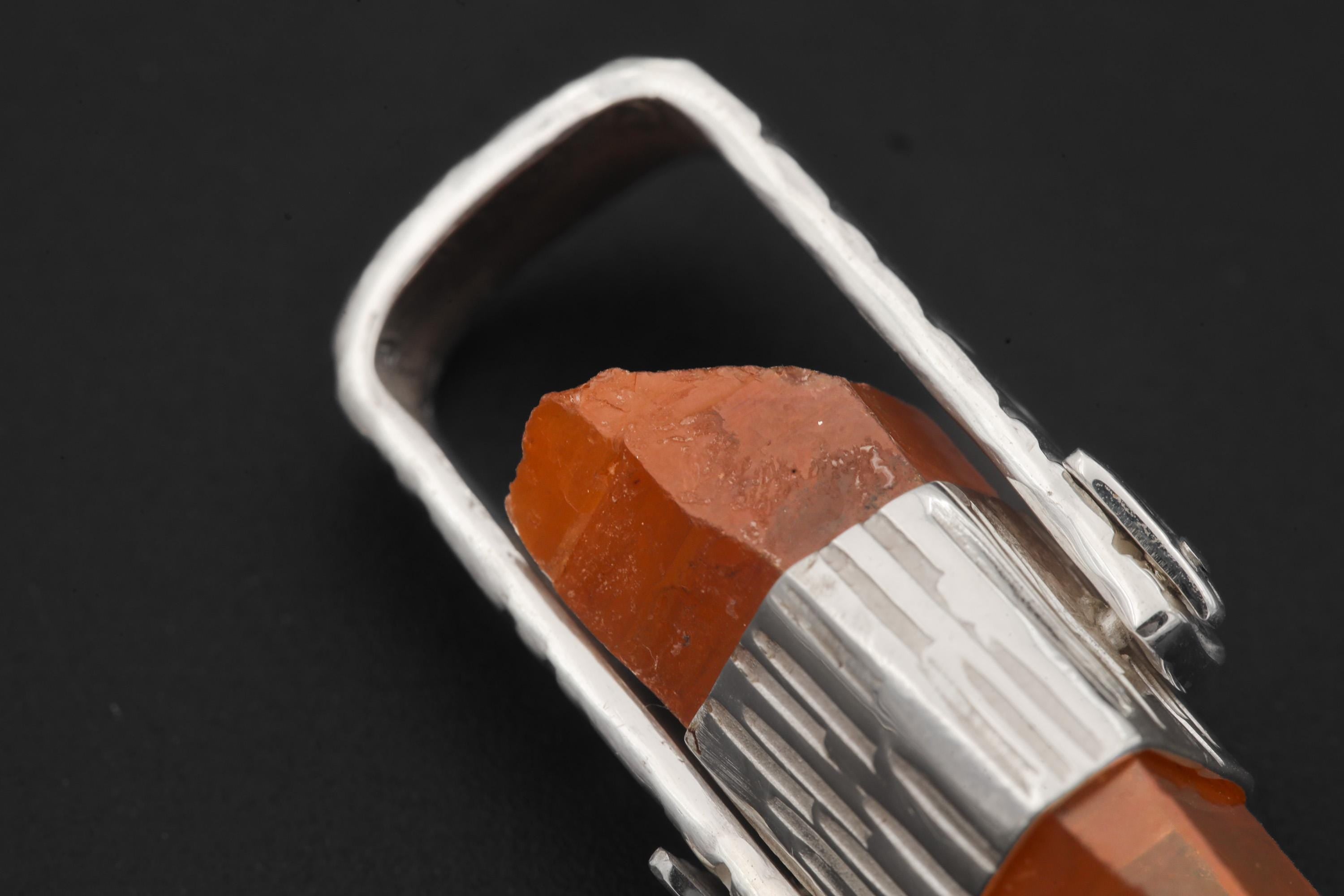 Australian Lemurian Laser Lithium Window Quarts Point Pendant 925 Silver Bold Hammered Finish, High Shine Root Chakra Crystal Jewelry Gift