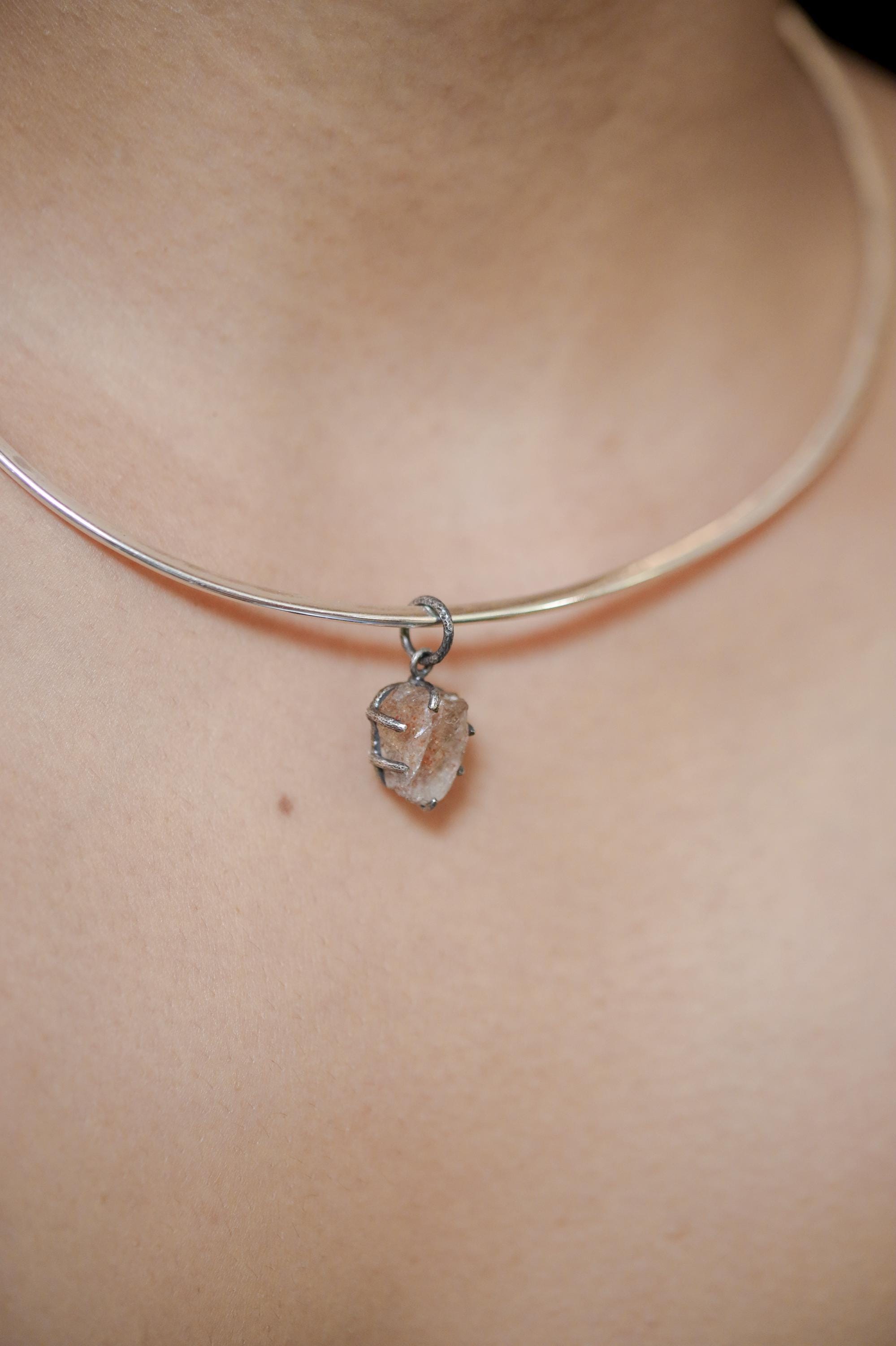 Sunstone Pendant 925 Sterling Silver Oxidized Claw Necklace Solar Plexus Chakra Leo Libra Gift