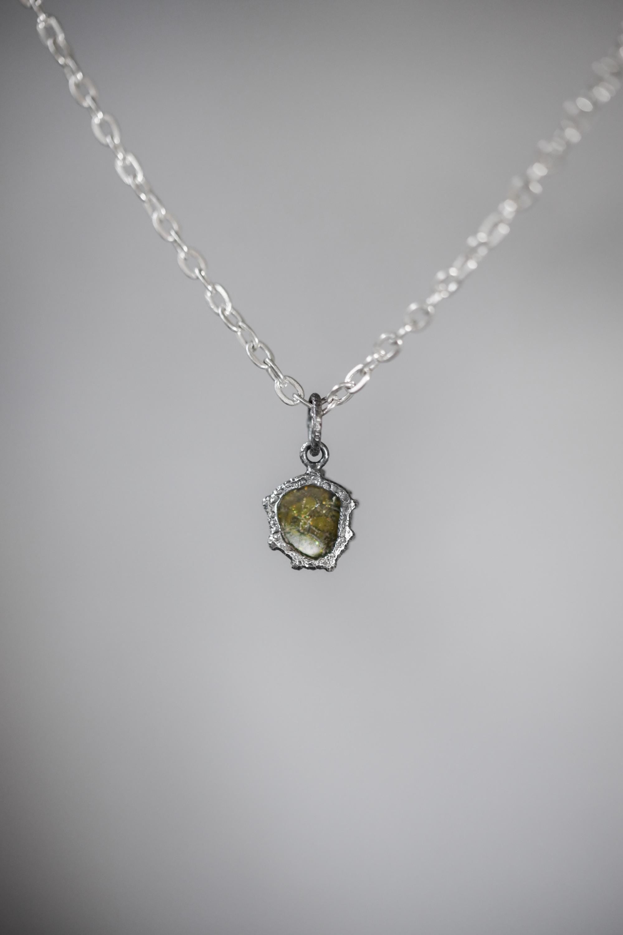 Green Tourmaline Pendant, 925 Sterling Silver, Polished 6-Sided Wand, Dark Rind Specimen, Heart Chakra, Healing Crystal Jewelry Raw Energy