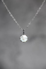 Round Pearl Disk Pendant, Natural Farmed Pearl, 925 Silver, Hammer Texture, Oxidized Finish, Moon Energy, June Birthstone Jewelry
