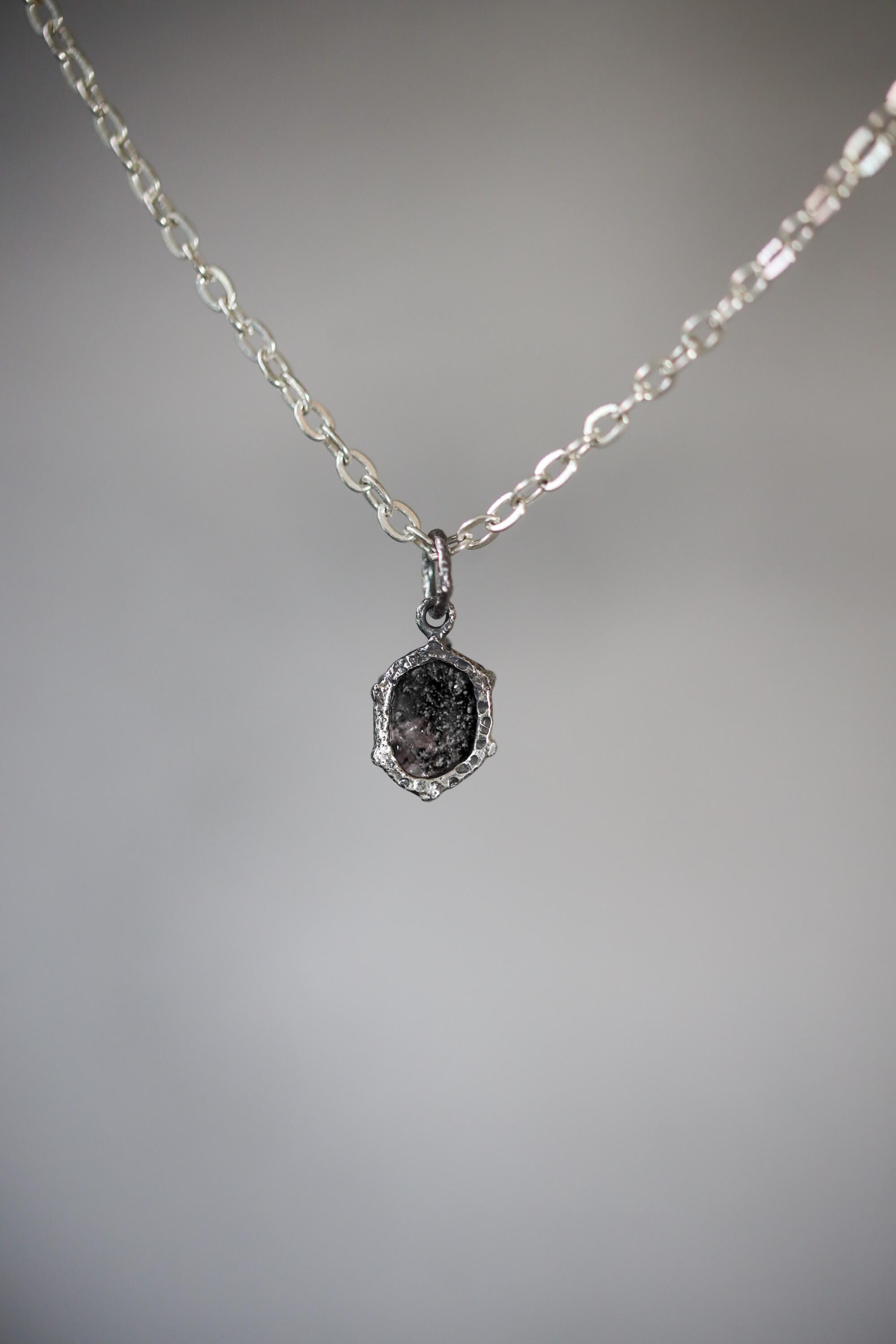 Hexagonal Polished Slice of Natural Pink Tourmaline wand specimen Pendant 925 Sterling Silver Oxidized Claw Setting Unique Gift