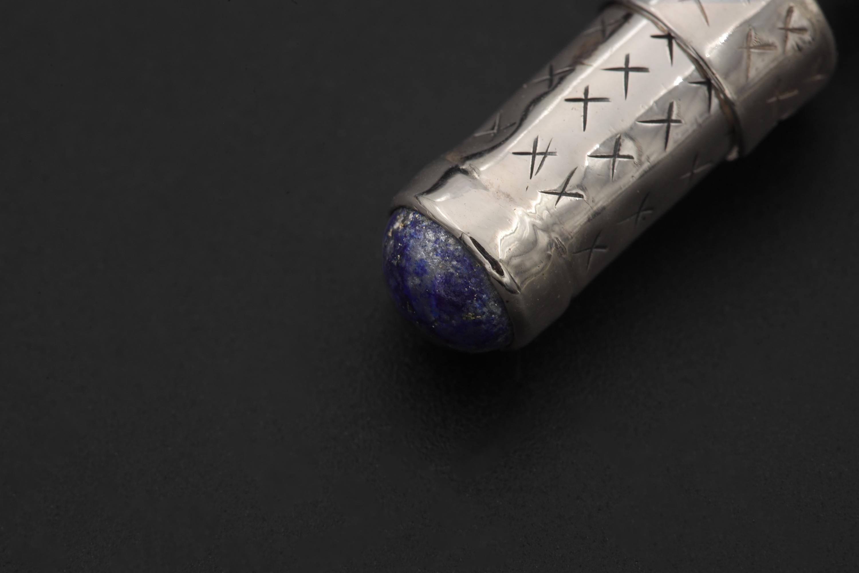 Silver Capsule Pendant Lapis Lazuli 925 Secret Holder Necklace High Polish Functional Keepsake Jewelry Gift