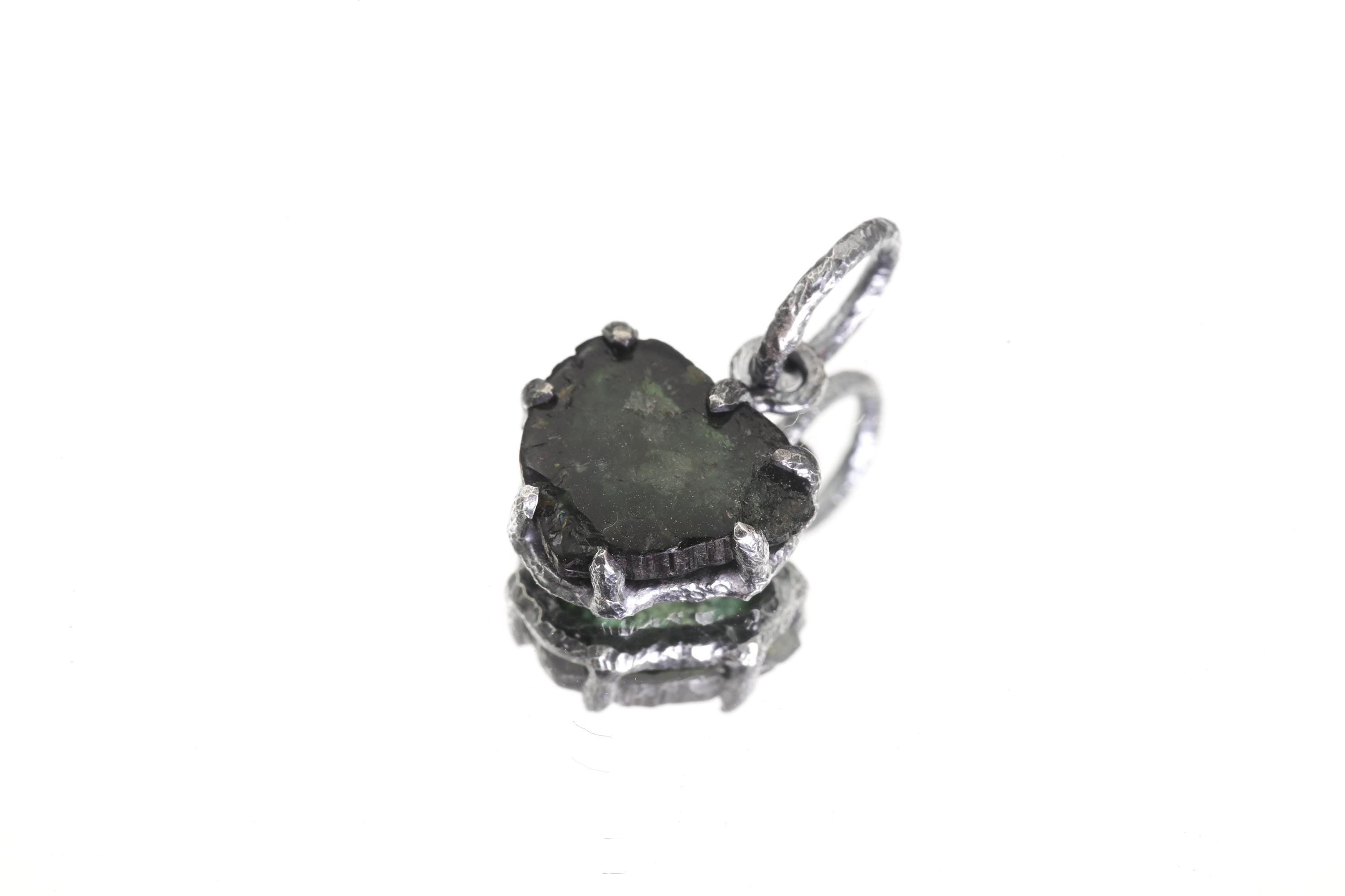 Green Tourmaline Pendant 925 Sterling Silver Oxidized Claw Necklace Heart Chakra Libra Capricorn Gift