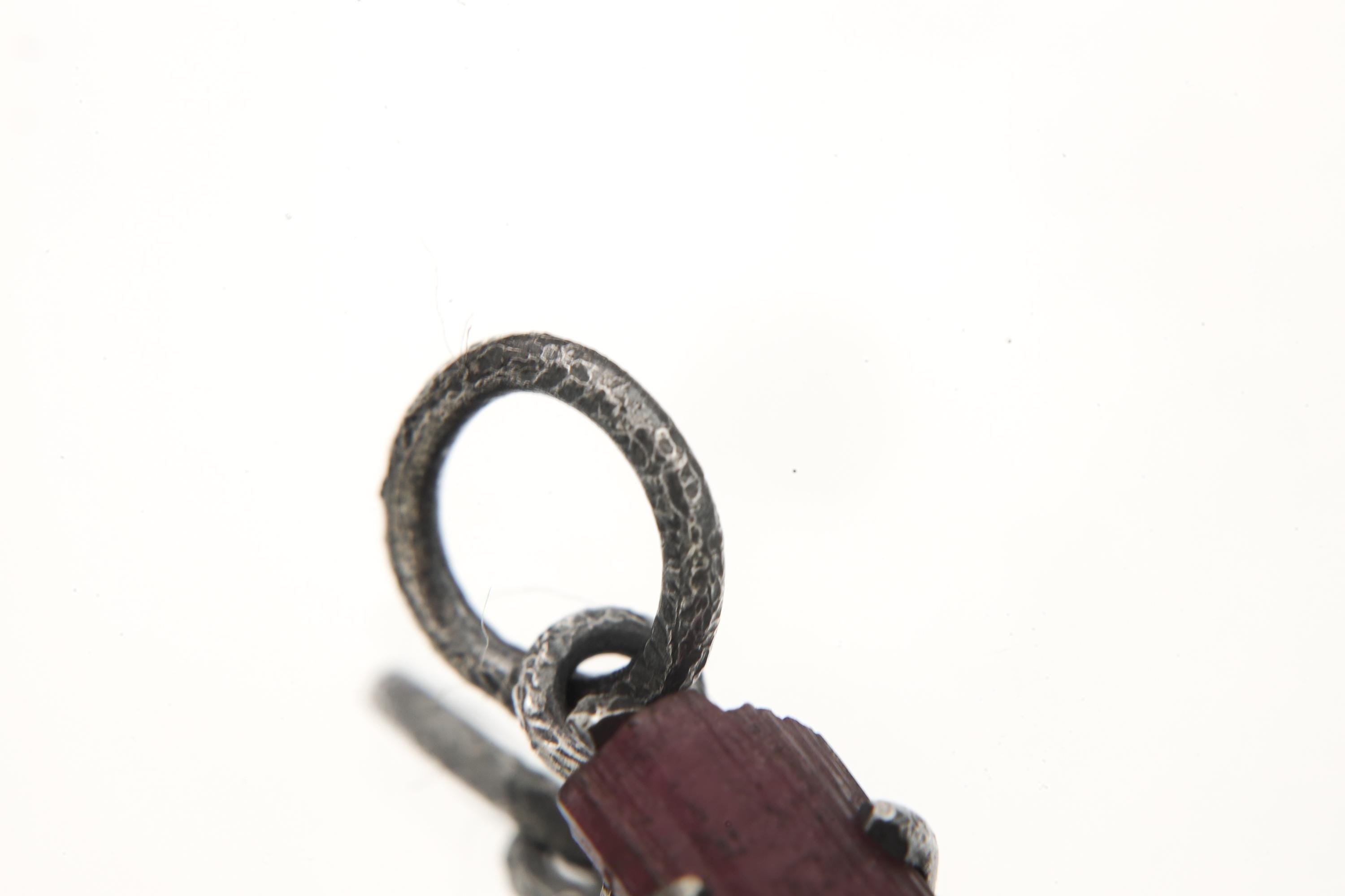 Rubellite Tourmaline Pendant 925 Sterling Silver Oxidized Claw Necklace Heart Chakra Libra Scorpio Gift