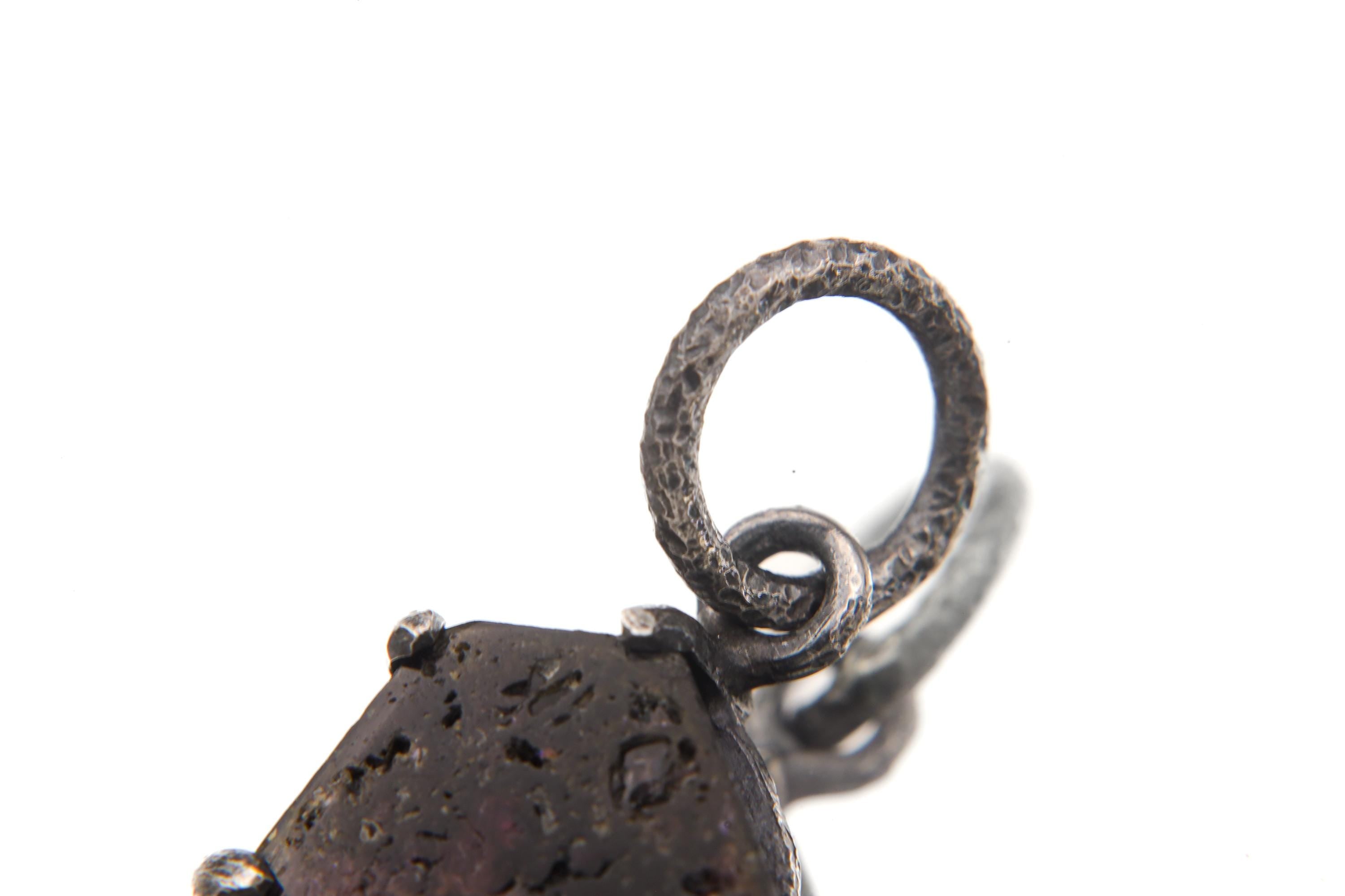 Hexagonal Polished Slice of Natural Pink Tourmaline wand specimen Pendant 925 Sterling Silver Oxidized Claw Setting Unique Gift