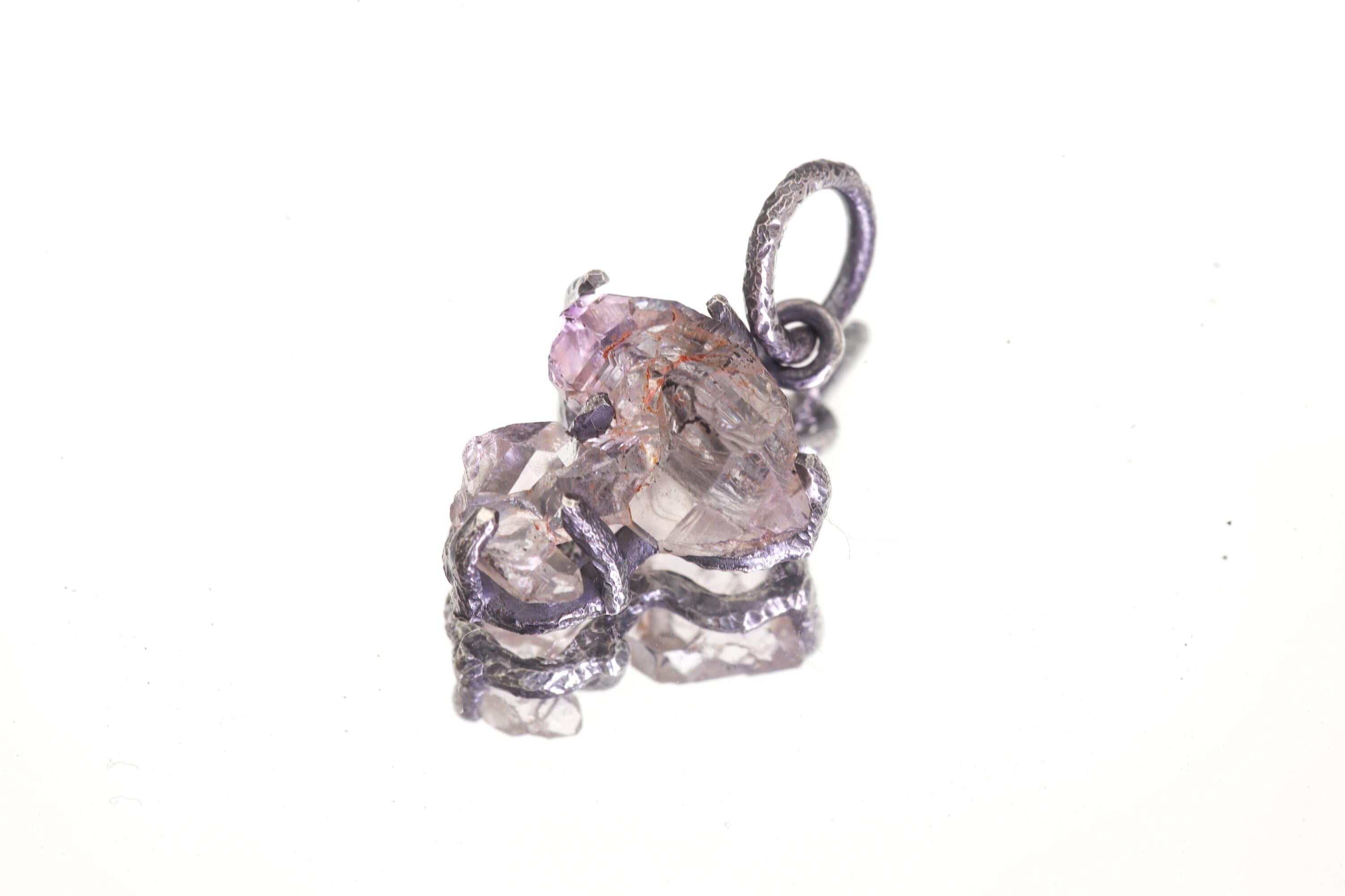 Herkimer Diamond Pendant, Twin Crystal, Sterling Silver Necklace